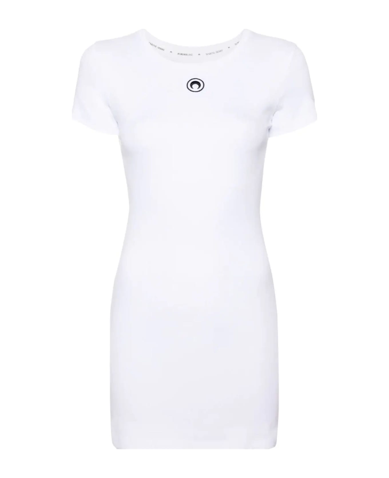 Marine Serre Organic Cotton Rib T-shirt Dress - White ワンピース＆ドレス