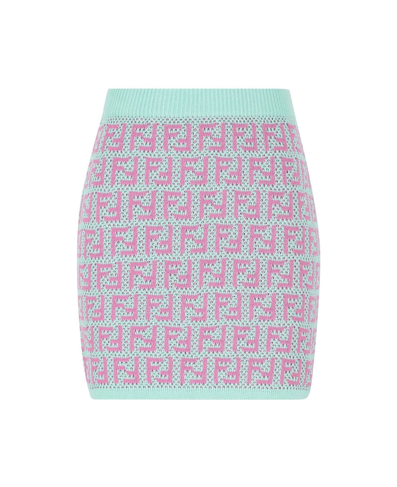 Fendi Ff-intarsia Crochet-knitted Mini Skirt - MultiColour