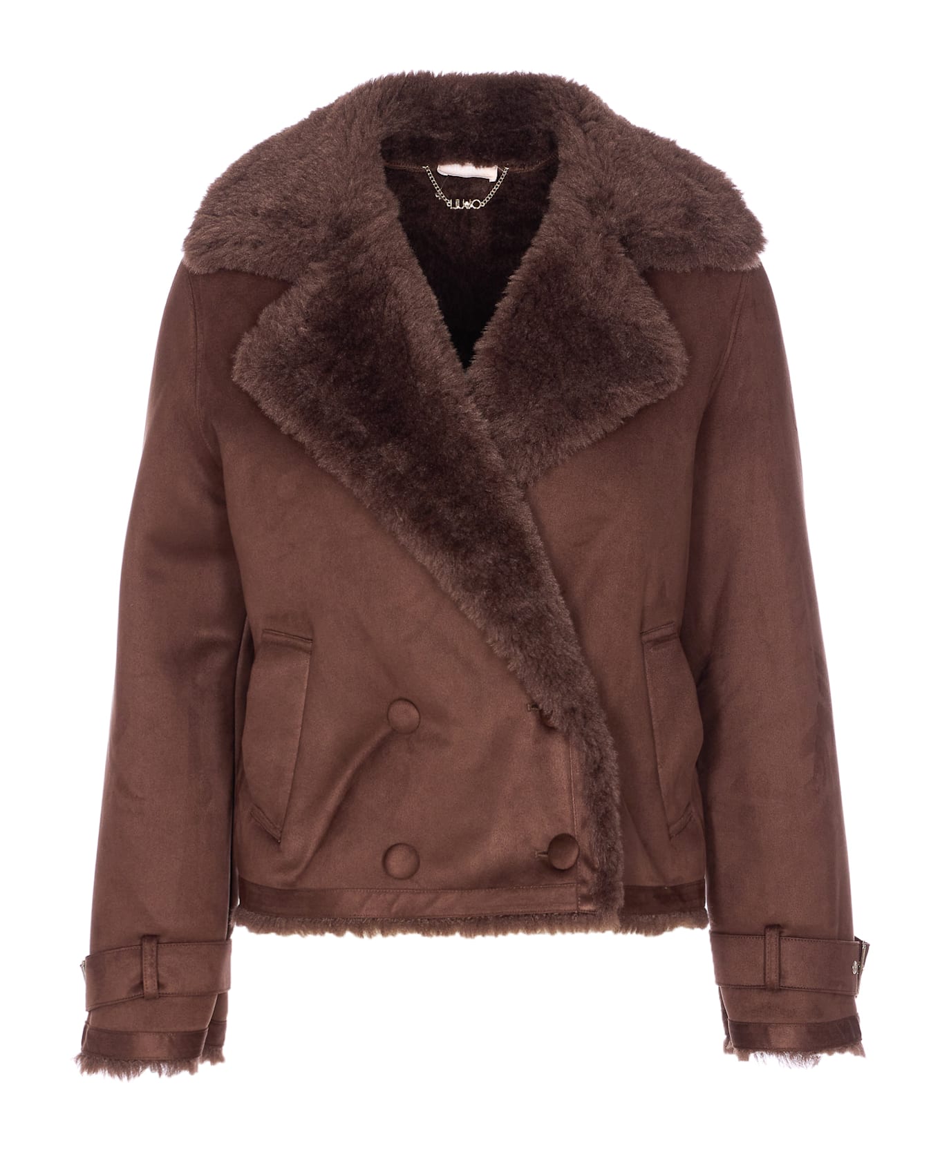 Liu-Jo Double Breasted Jacket - Brown