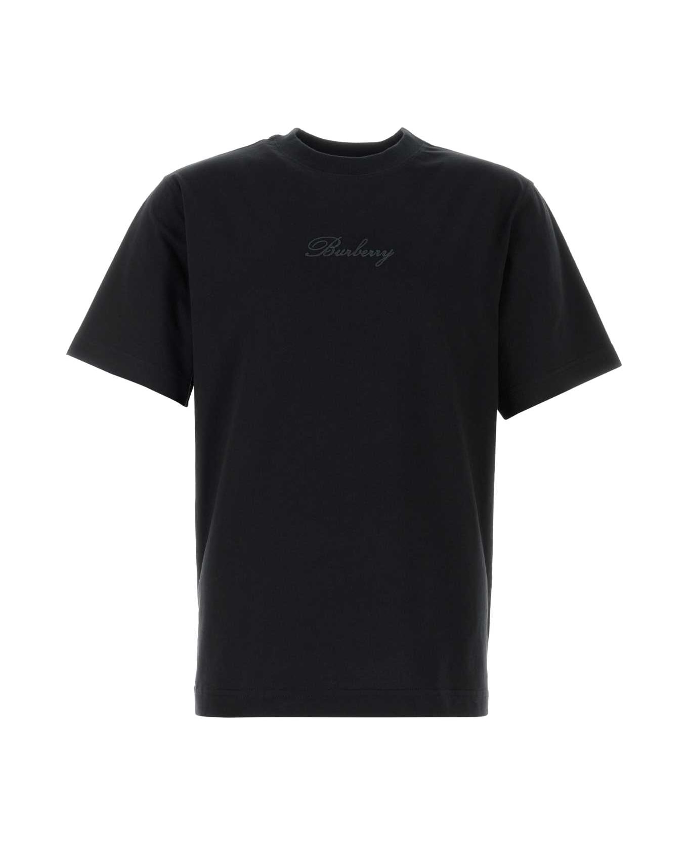 Burberry Black Cotton T-shirt - BLACK