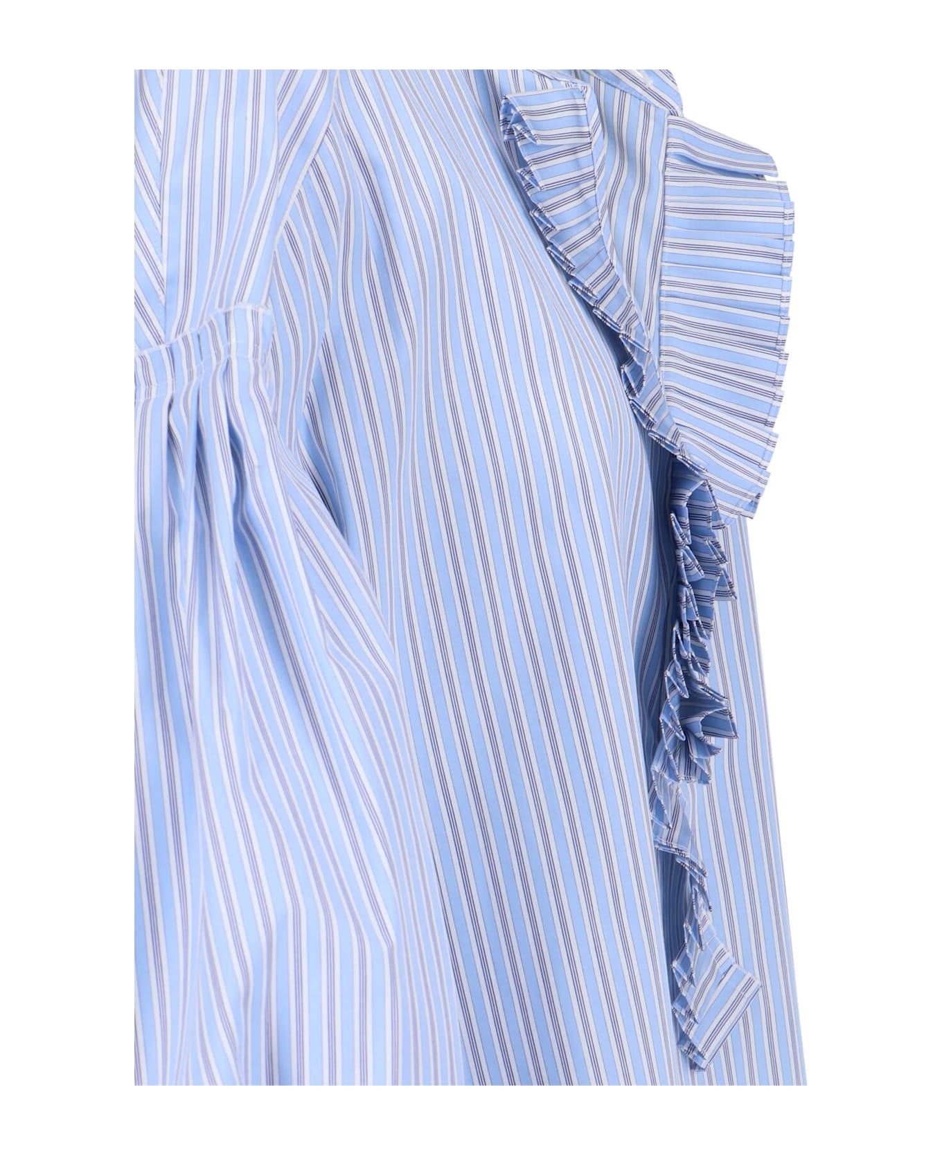 The Seafarer 
lena
 Striped Ruffled Shirt - Light Blue