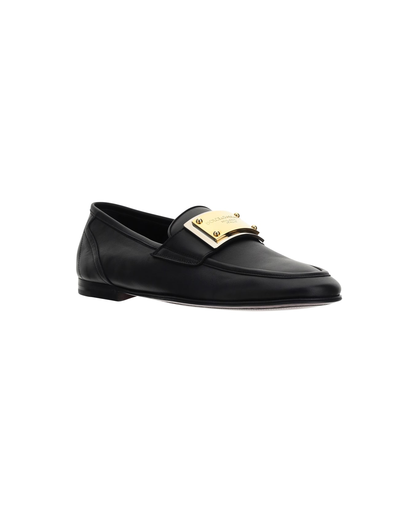 Dolce & Gabbana Leather Loafers - Black ローファー＆デッキシューズ