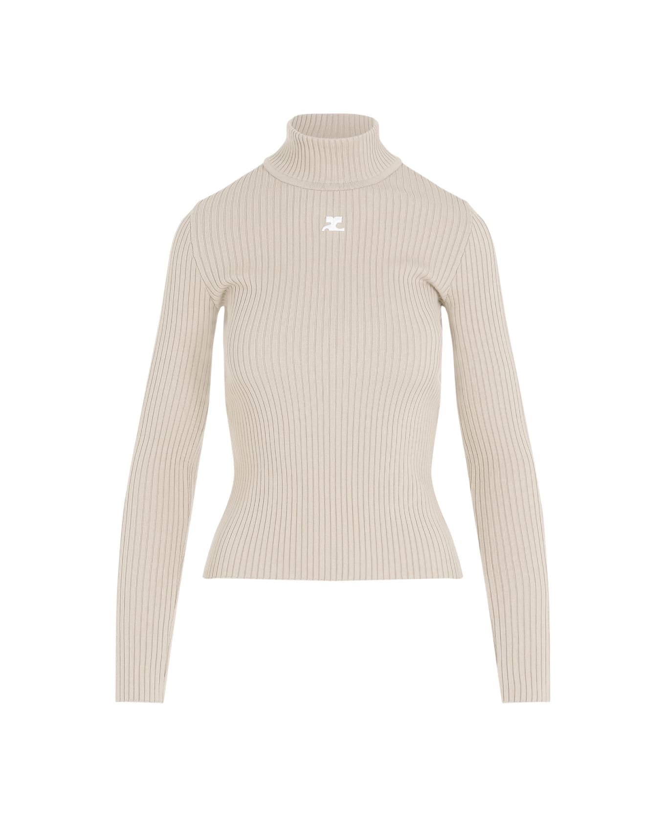 Courrèges Roll Neck Ribbed Jumper - Cappuccino