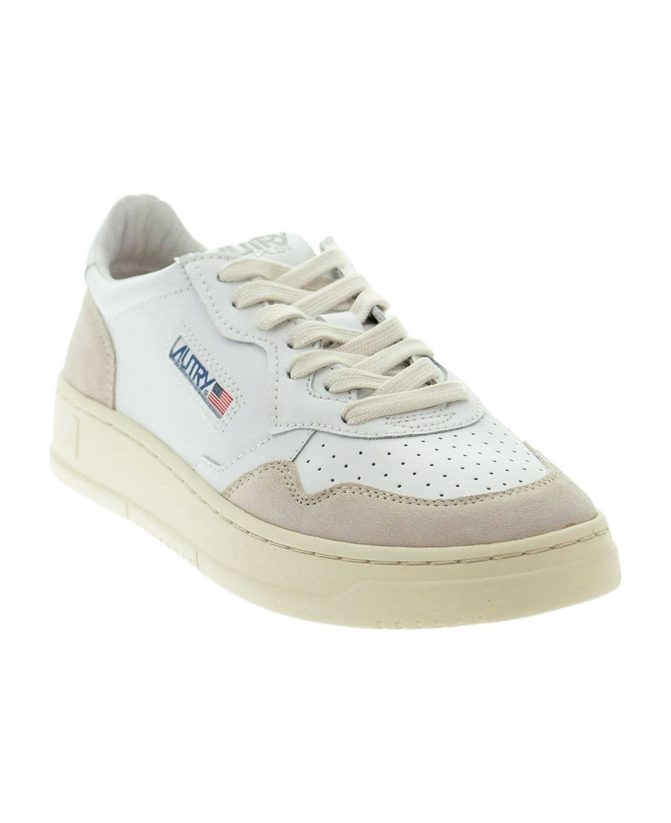 Autry Medalist Low - Leather And Suede Sneakers - White