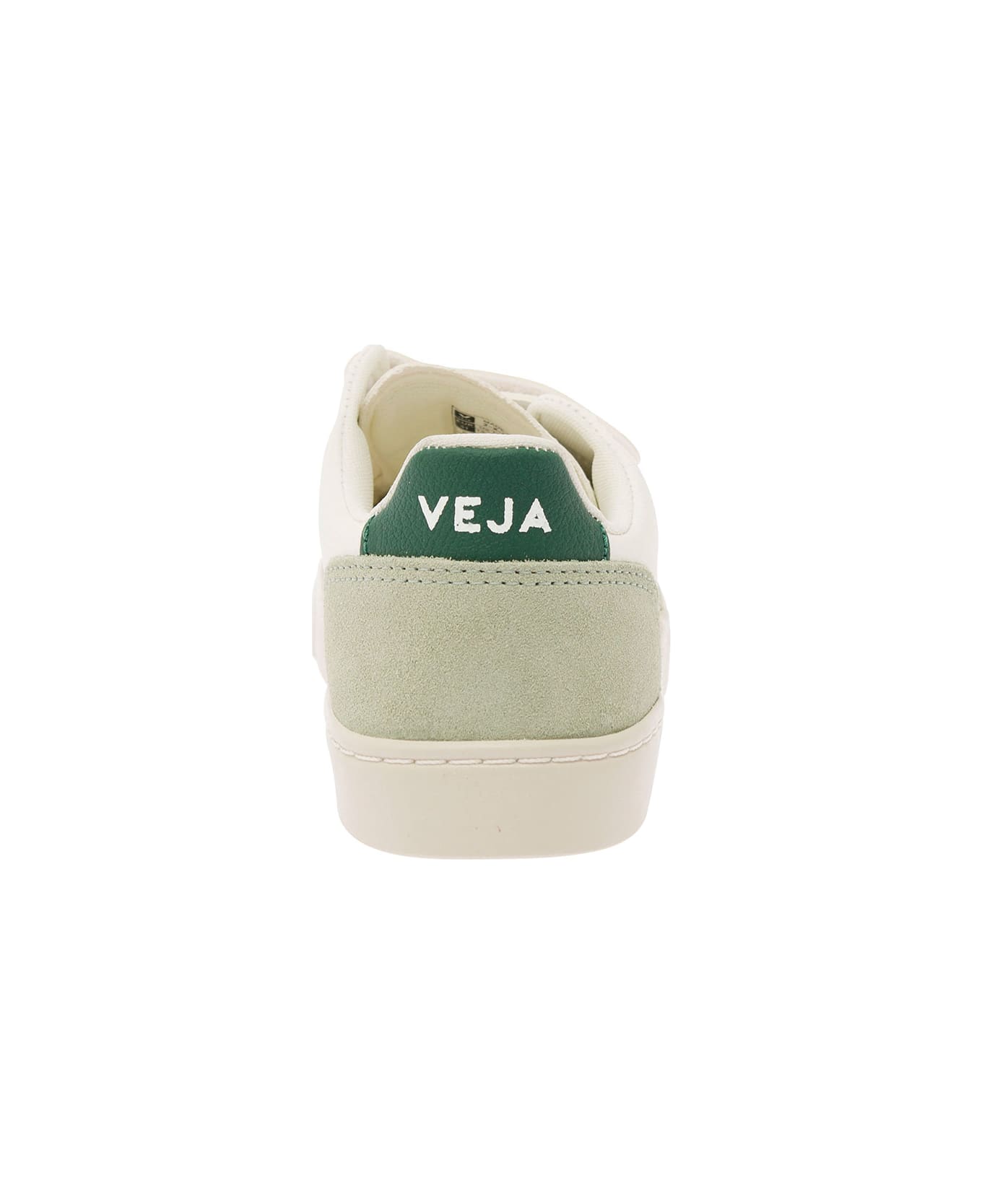 Veja White And Green Low Top Sneakers With Logo Patch In Leather And Suede Boy - Multicolor