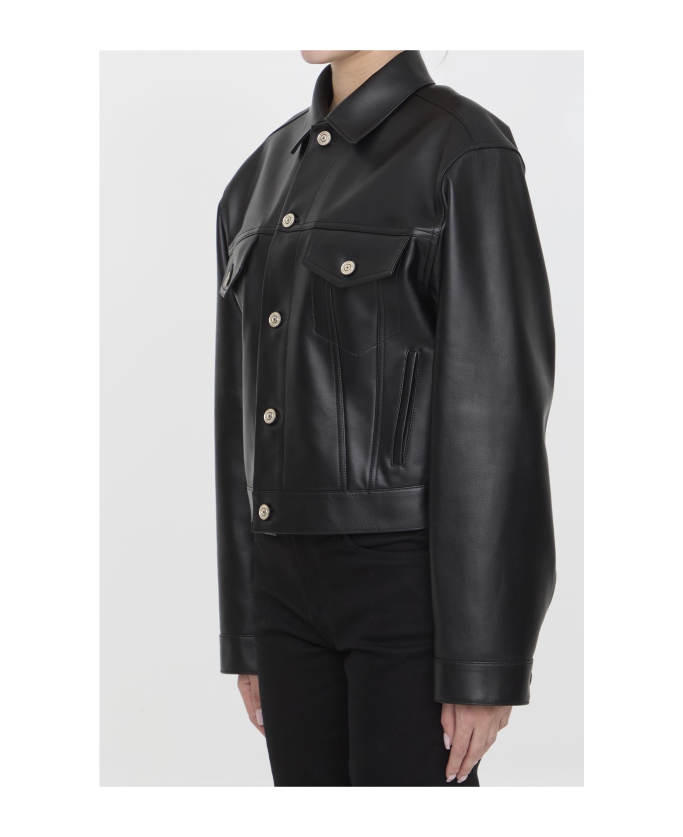 Balenciaga Leather Jacket - BLACK レザージャケット