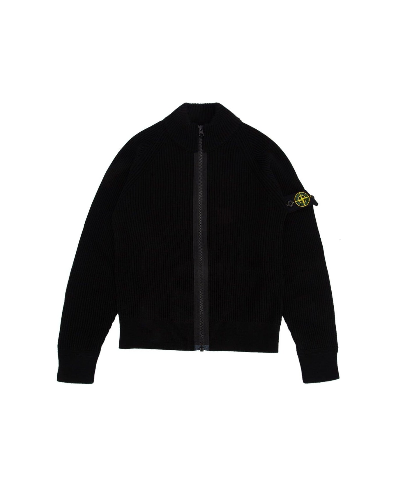 Stone Island Compass-badge Raglan Zipped Cardigan - BLACK