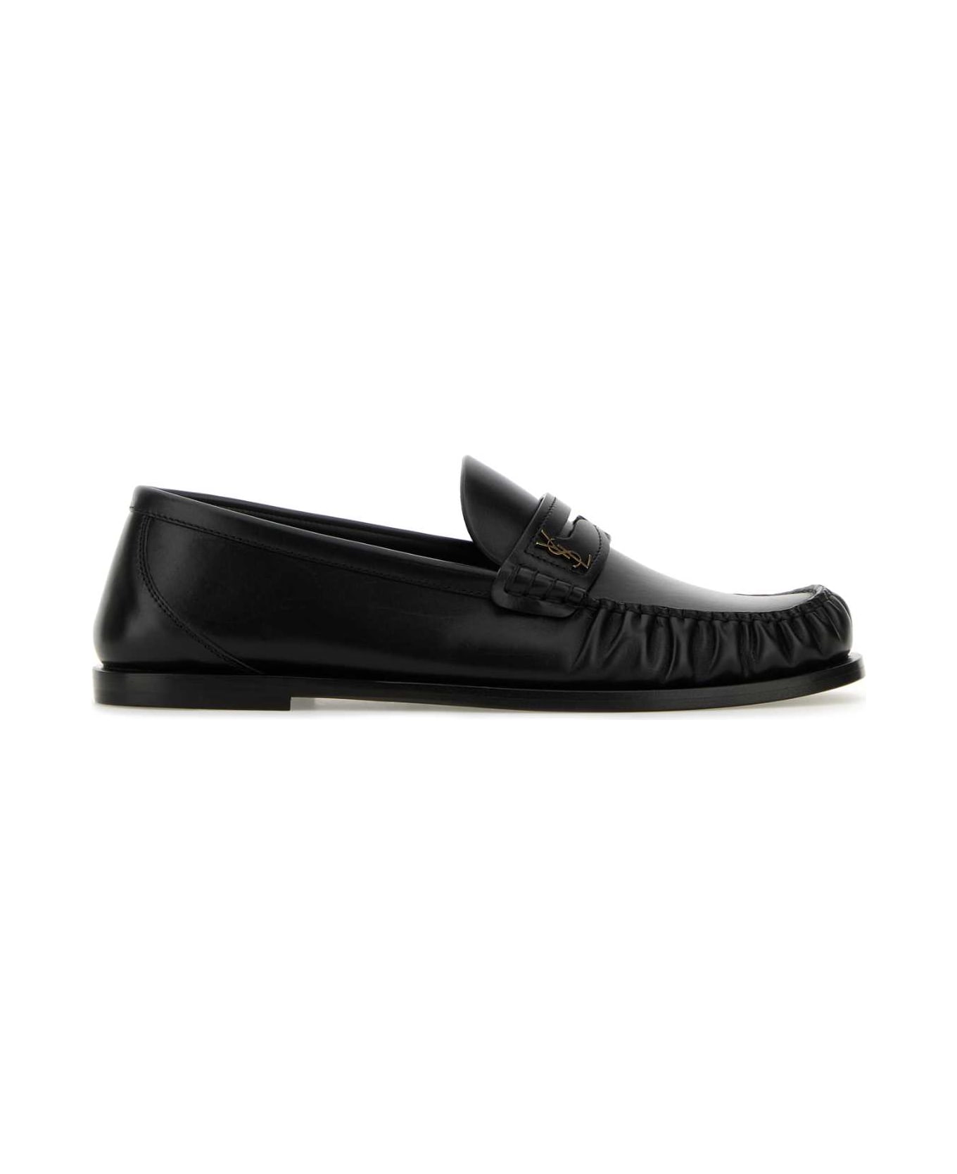 Saint Laurent Black Leather Loafers - NERO