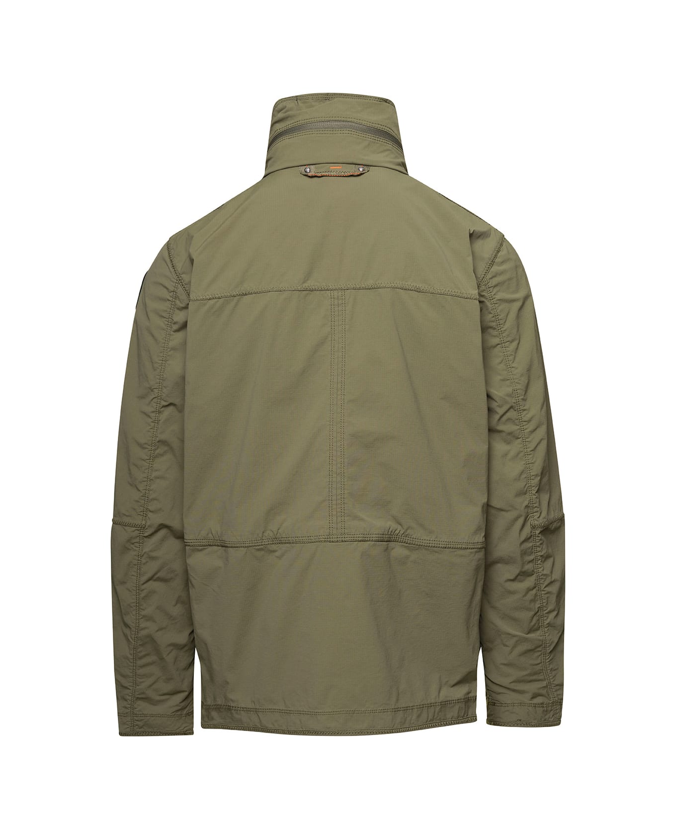 Parajumpers 'desert' Military Green High Neck Jacket With Patch Pocket In Cotton Blend Man - Green ジャケット