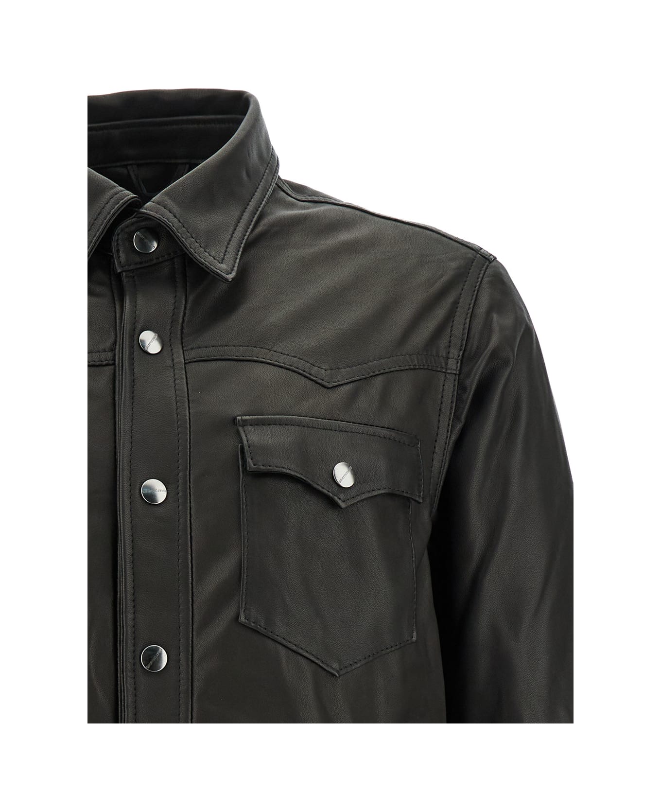 Giorgio Brato Black Western Jacket With Long Sleeve In Smooth Leather Man - Black シャツ