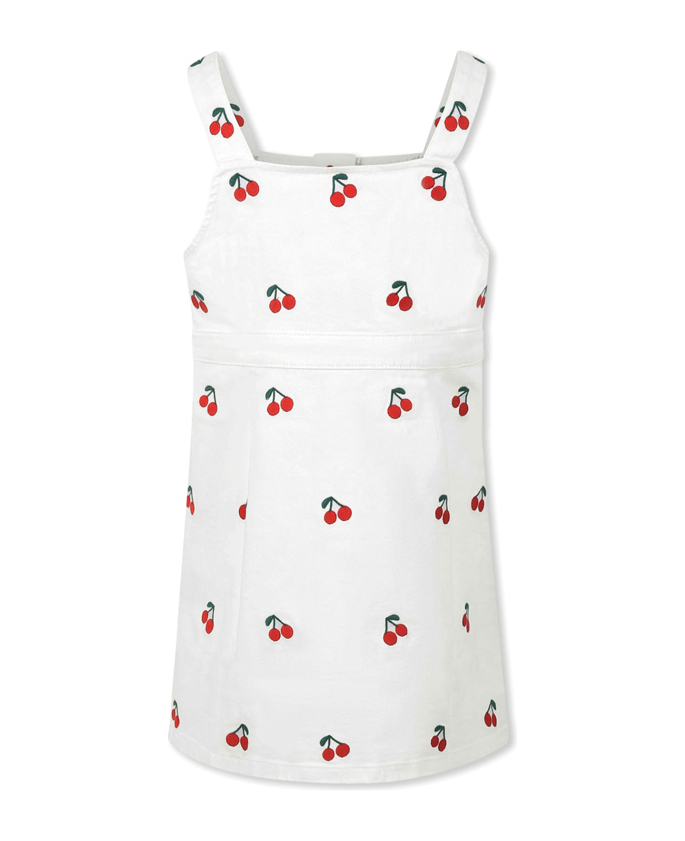 Stella McCartney Kids White Dungarees For Girl With Cherries - White