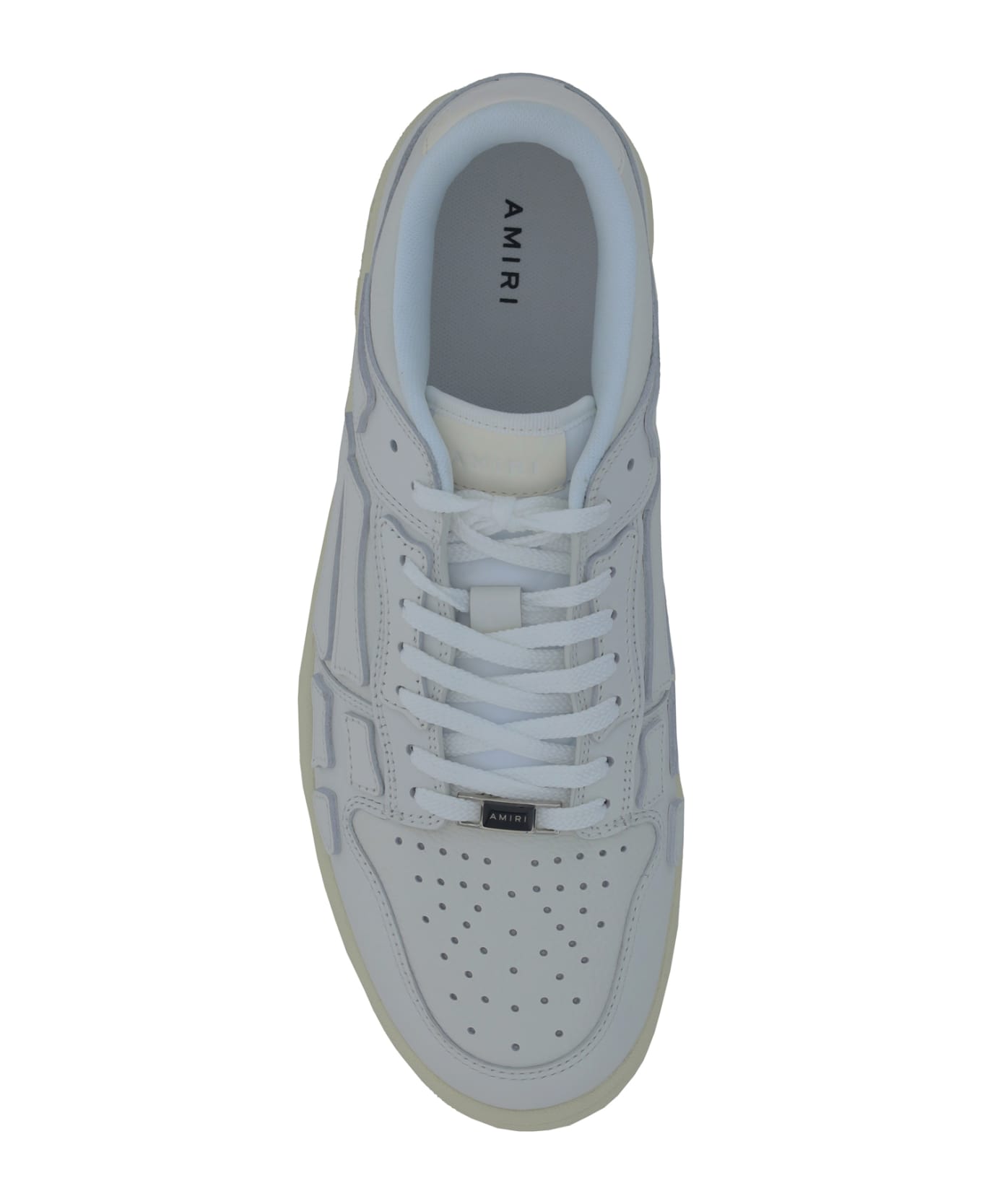 AMIRI White Leather Skel Sneakers - WHITEWHITE
