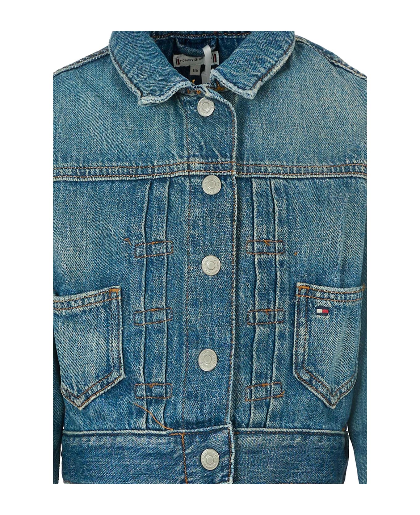 Tommy Hilfiger Blue Jacket For Girl With Logo - Denim