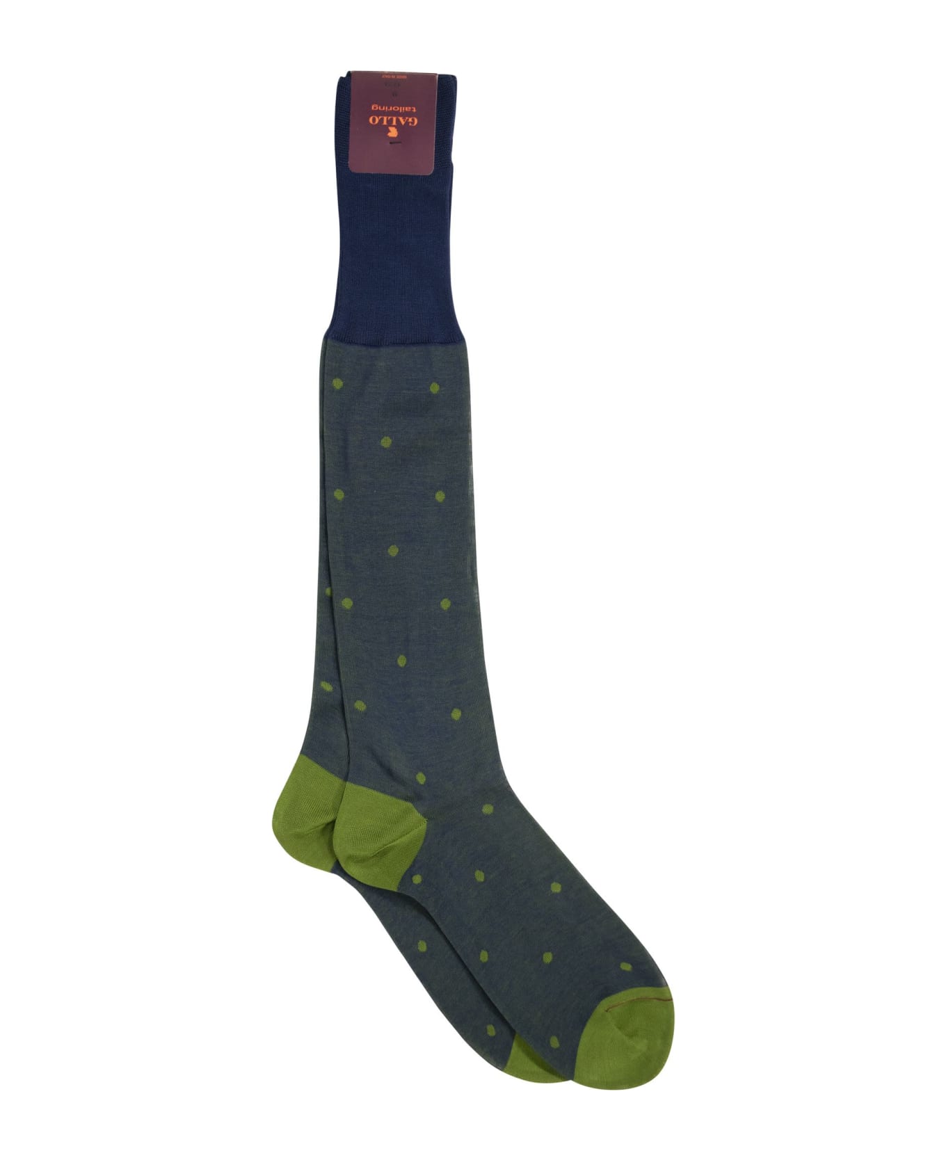 Gallo Polka Dot Cotton Long Socks - Blue/green