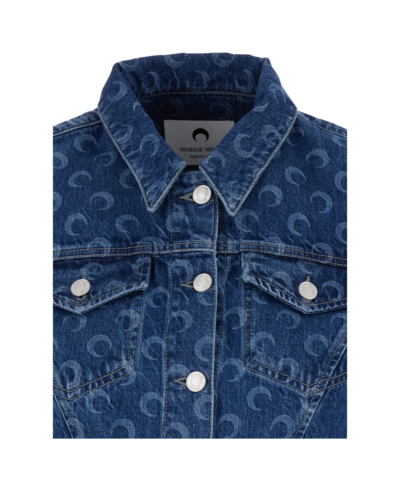 Marine Serre Blue Denim Jacket With All-over Moongram Pattern In Cotton Woman - Blu ジャケット