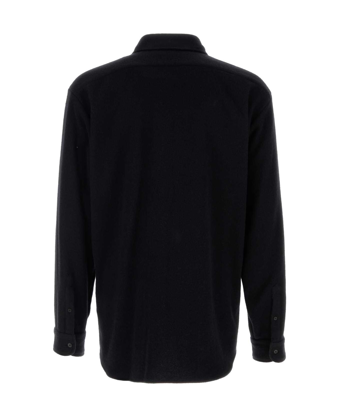 The Row Black Stretch Cashmere Blend Ezra Shirt - DARKNAVY