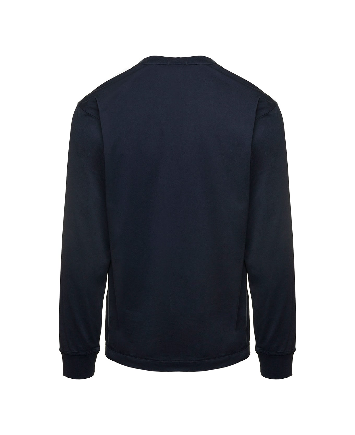 Stone Island Long-sleeved T-shirt With Logo Patch In Cotton Man - Blu