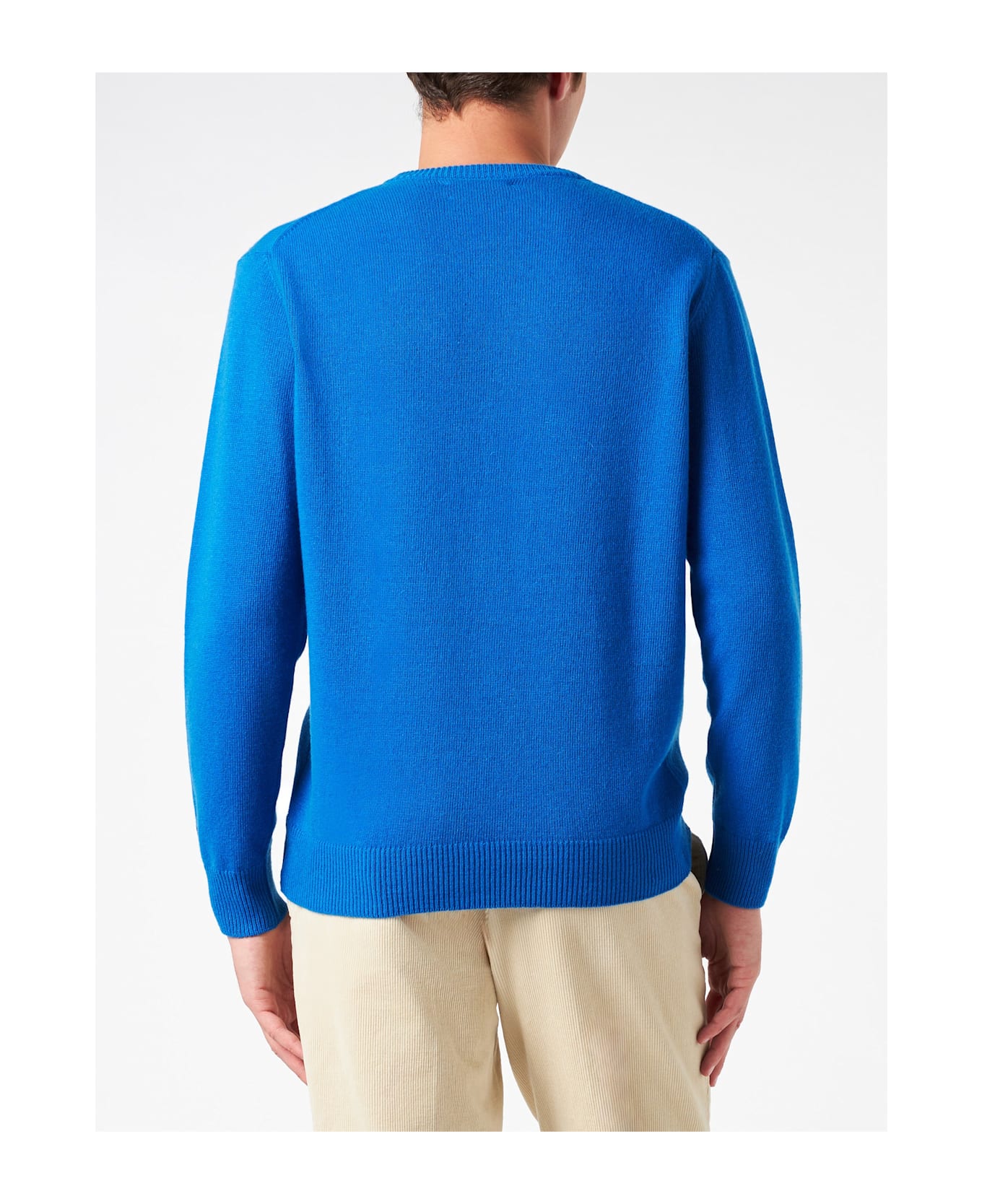 MC2 Saint Barth Man Crewneck Sweater With Padel Vs Girlfriend Jacquard - BLUE