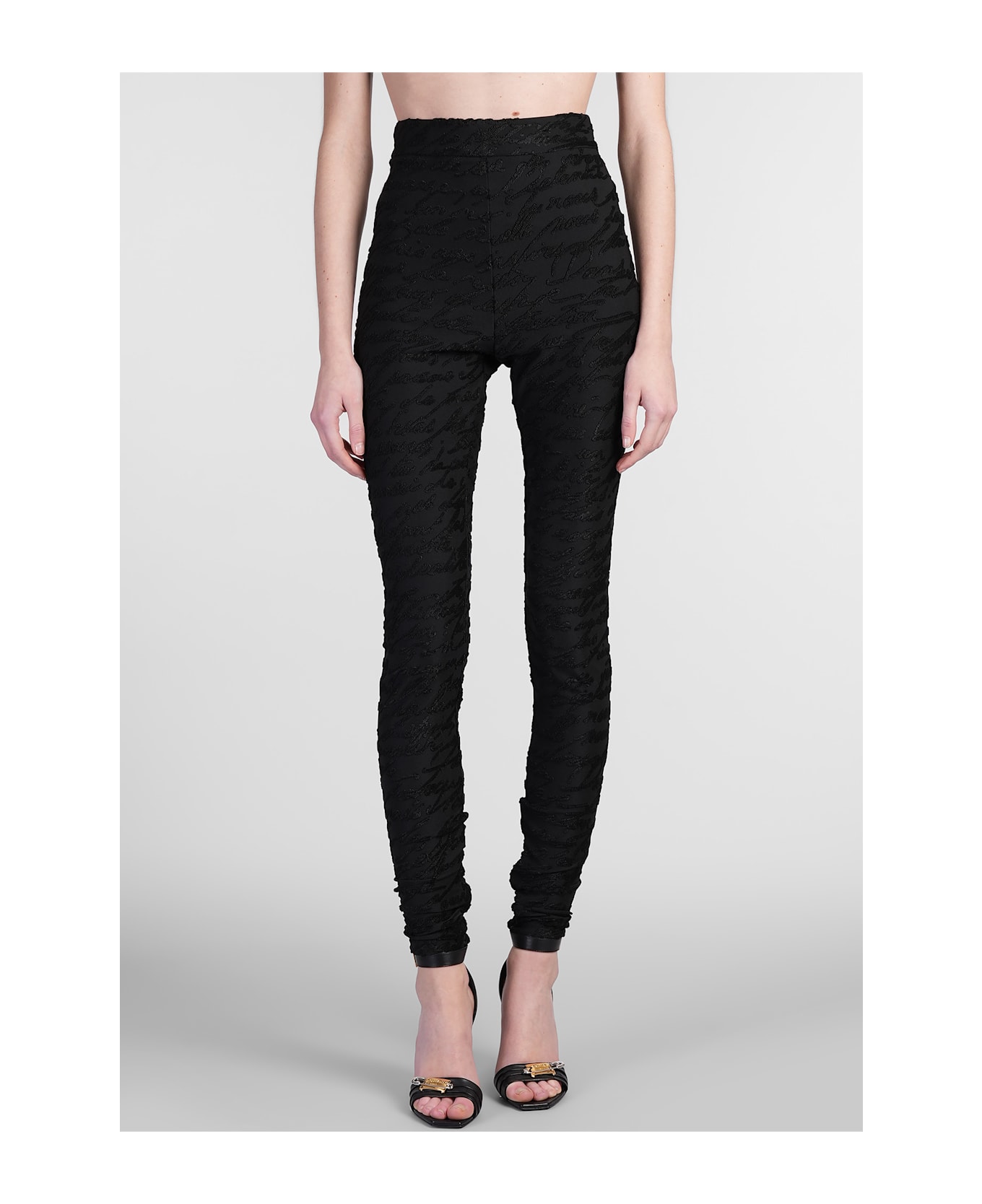 Balmain Leggings In Black Viscose - black