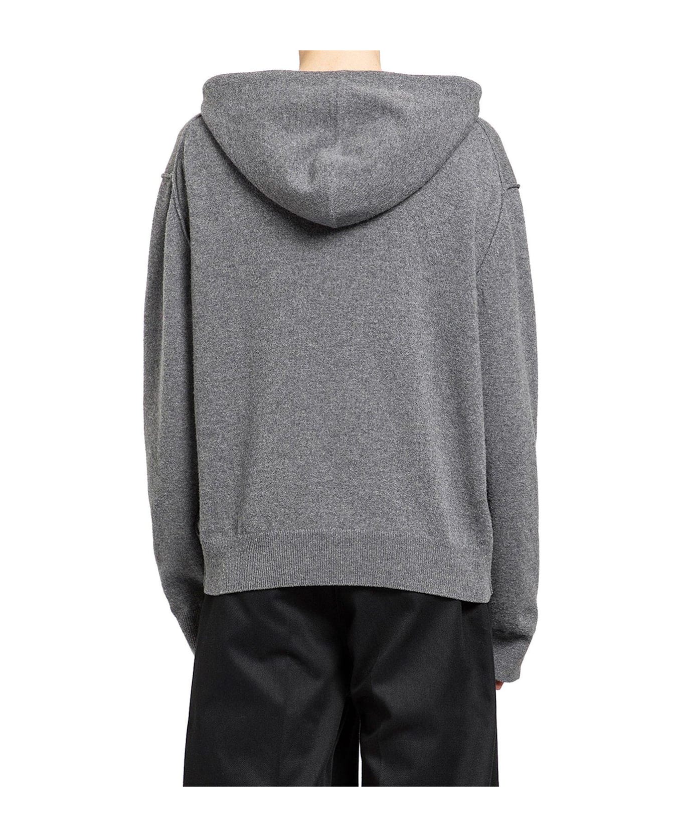 Maison Margiela Knitted Drawstring Hoodie - MEDIUM GREY