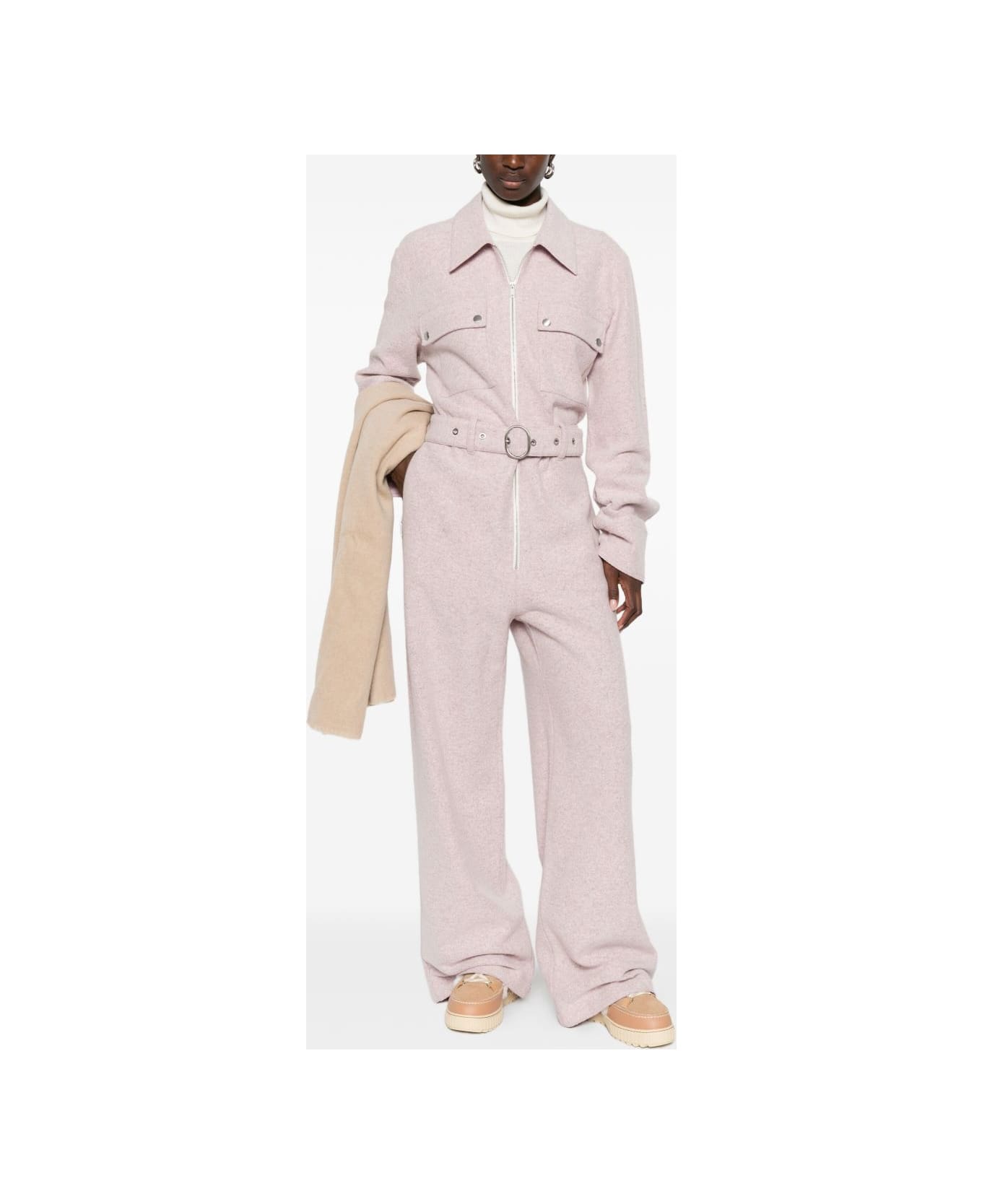 Jil Sander Wool Blend Jumpsuit - Powder