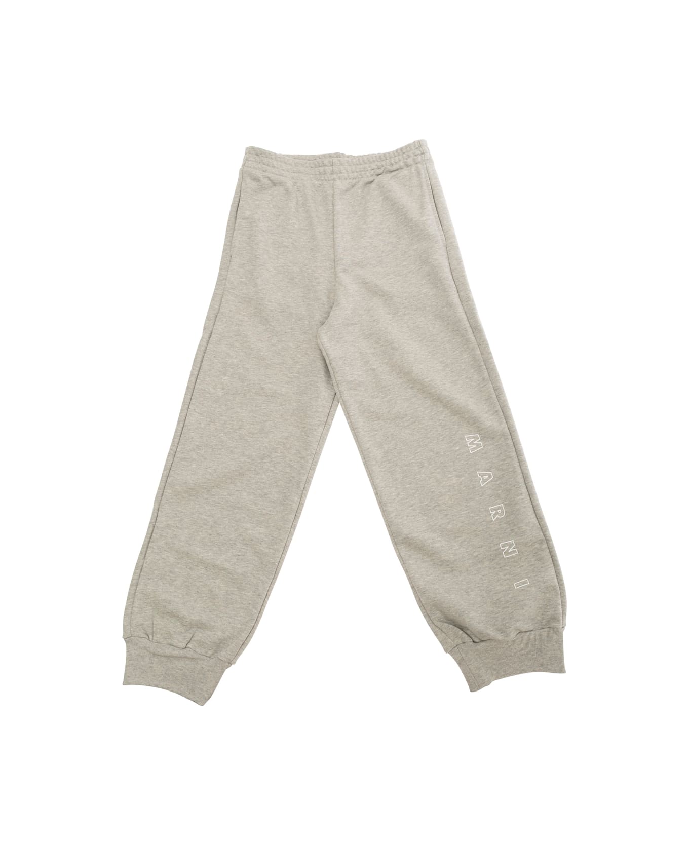 Marni Grey Pants With Logo On The Leg In Cotton Boy - Grey