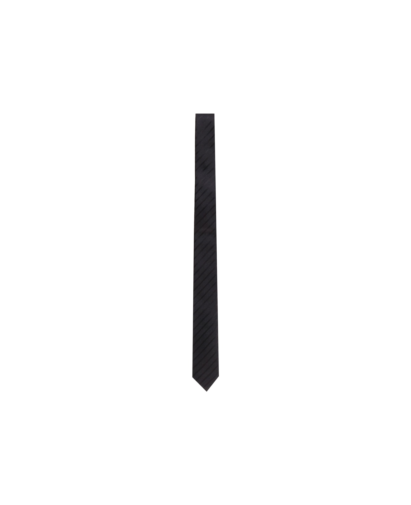 Saint Laurent Thin Tie In Pure Silk - Black