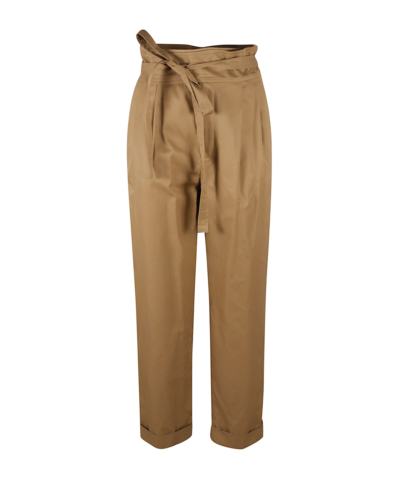 Saint Laurent Belted High Waist Trousers - Sahara