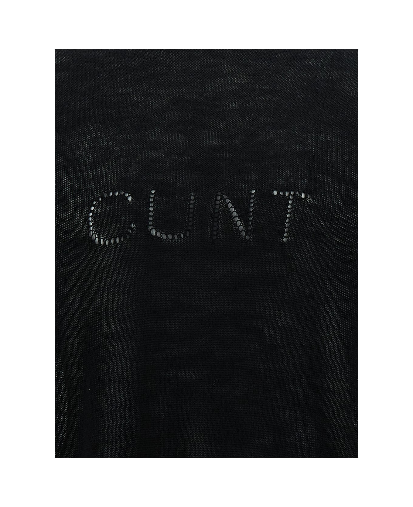 Rick Owens Black Long Sleeve Top With Cunt Writing In Wool Man - Black