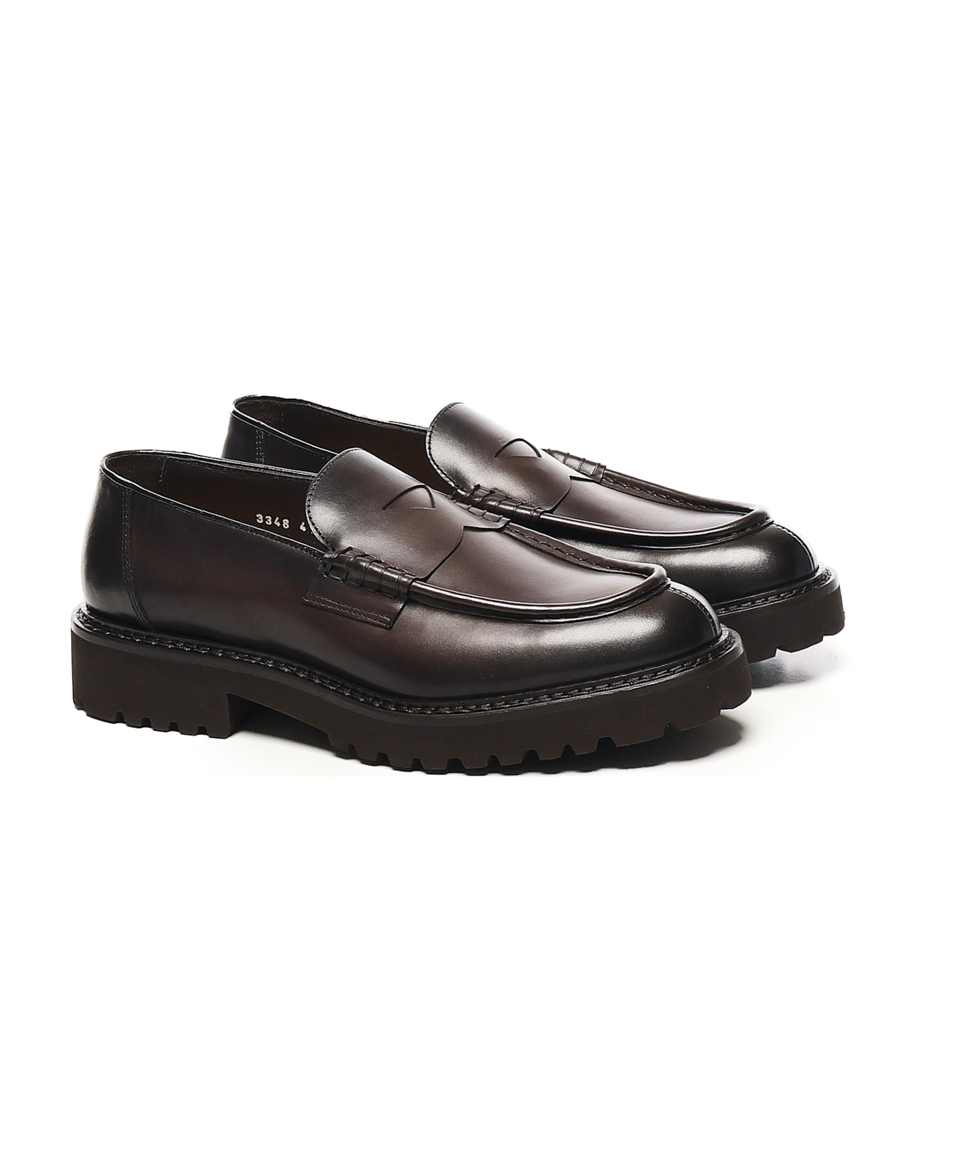 Doucal's Penny Leather Loafer - DARK BROWN