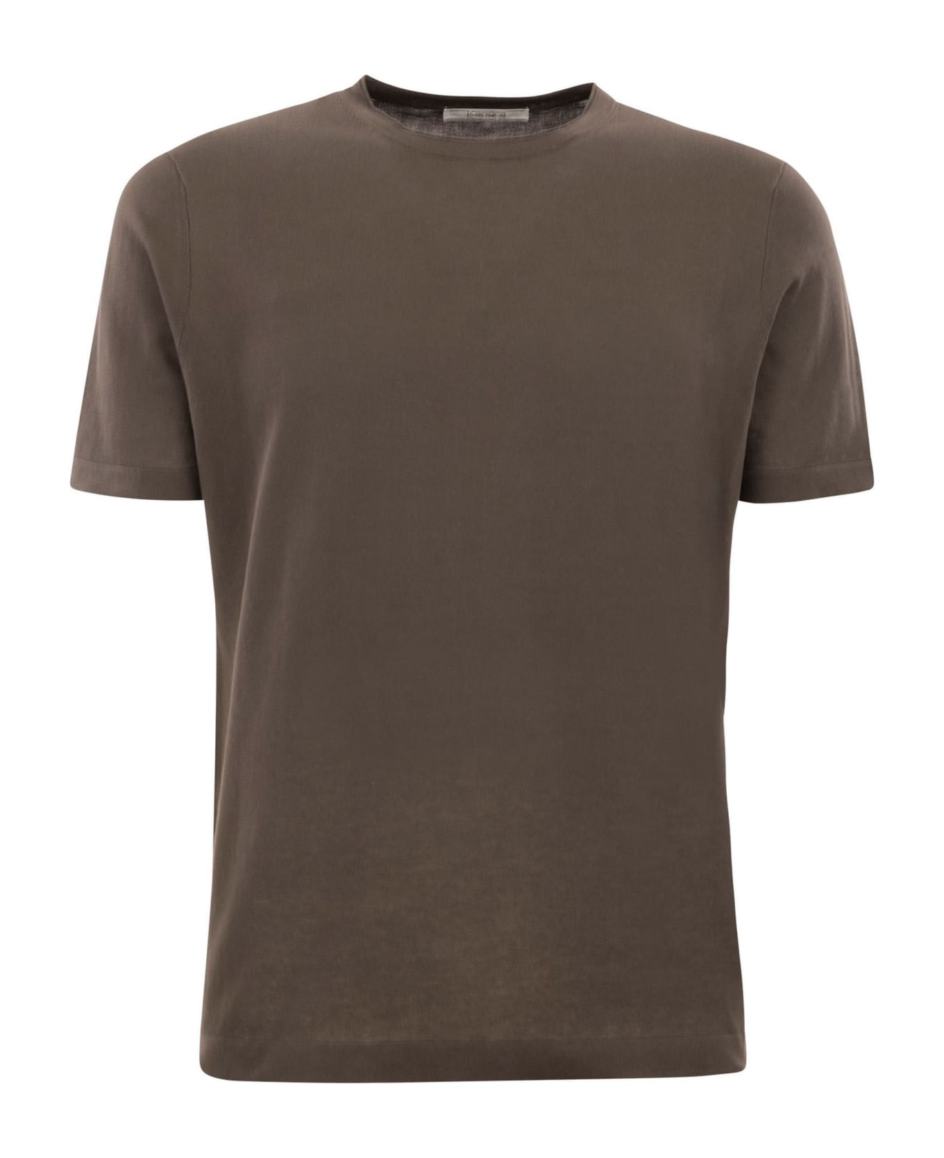 Kangra Brown Cotton Ribbed T-shirt - Brown シャツ