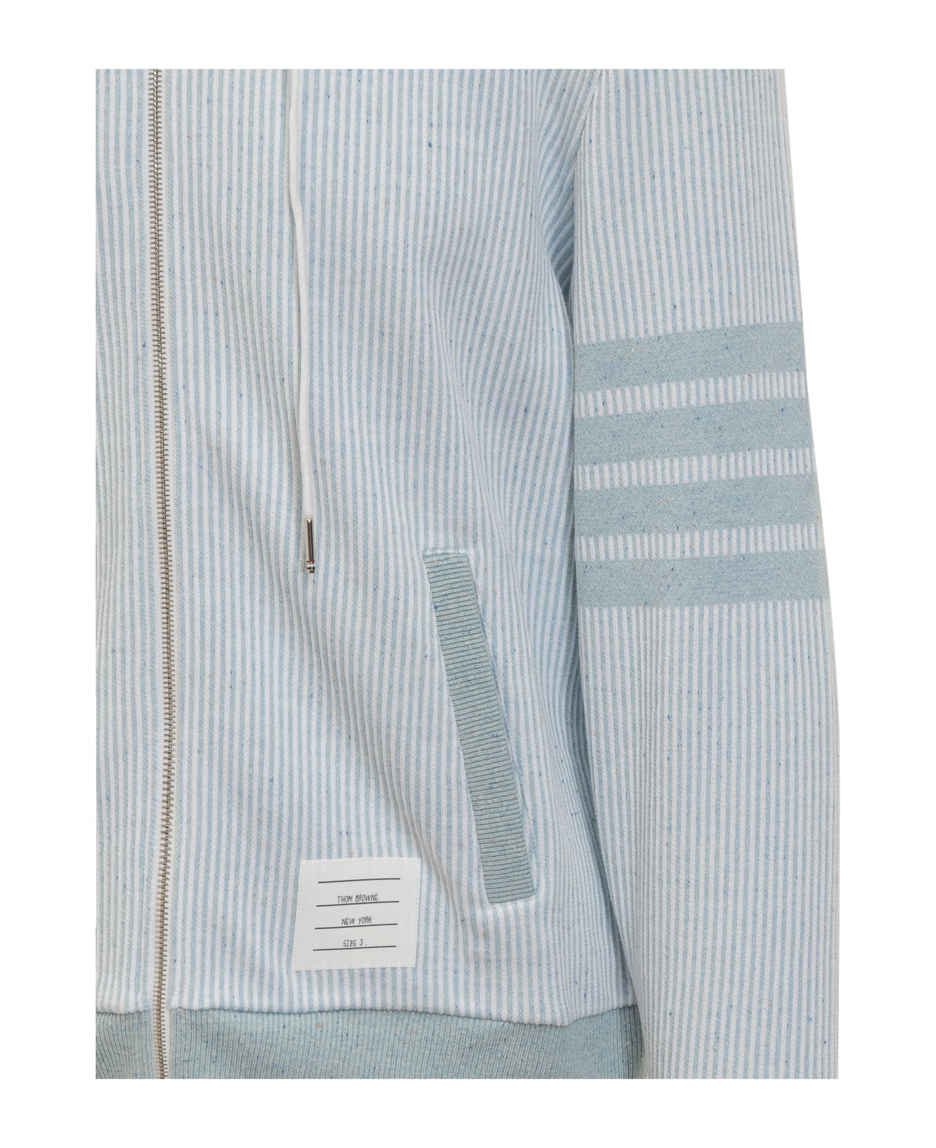 Thom Browne 4-bar Cotton And Silk Hoodie - LIGHT BLUE
