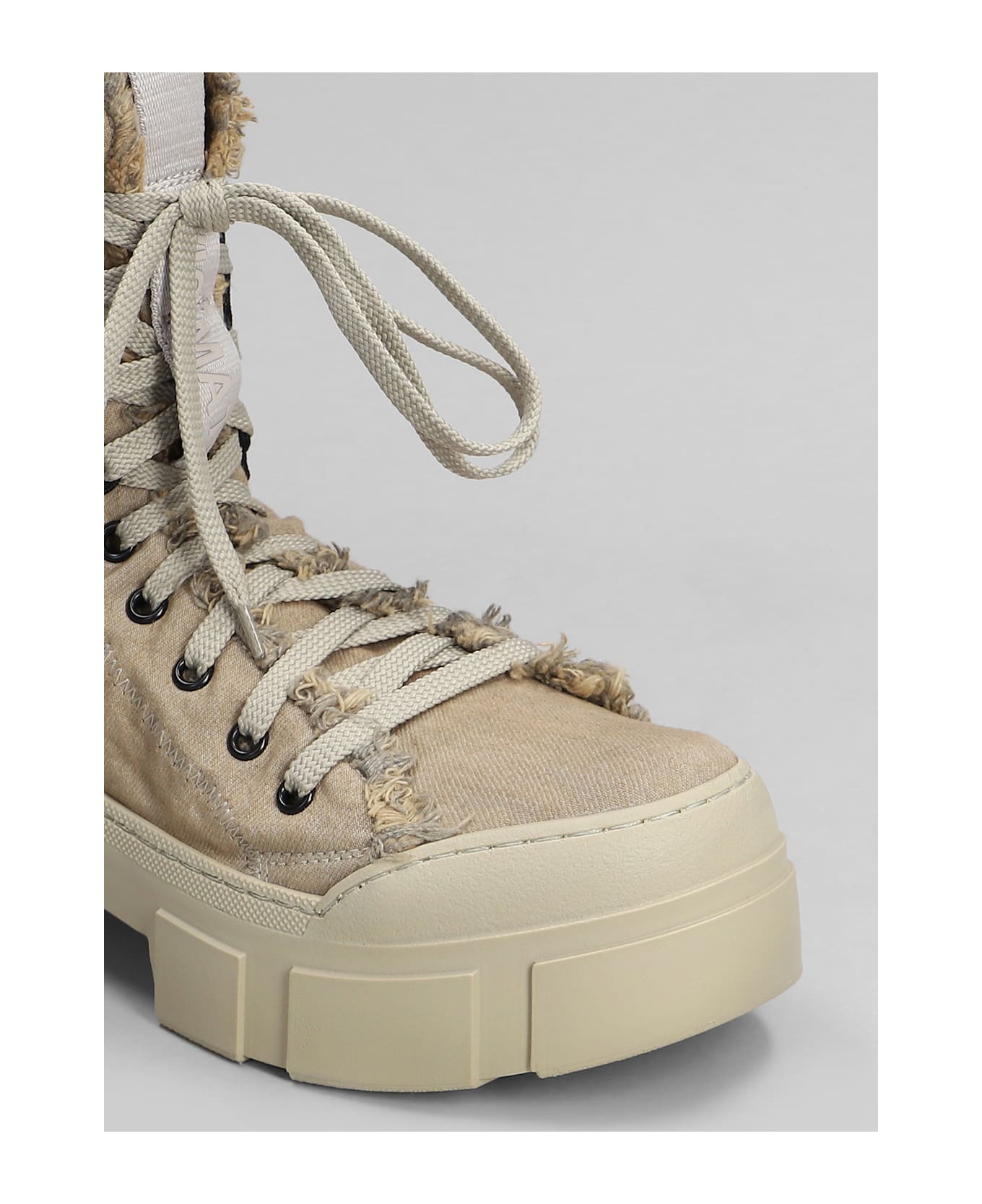 Vic Matié Denim-enzini 305-355 Combat Boots In Beige Fabric - beige