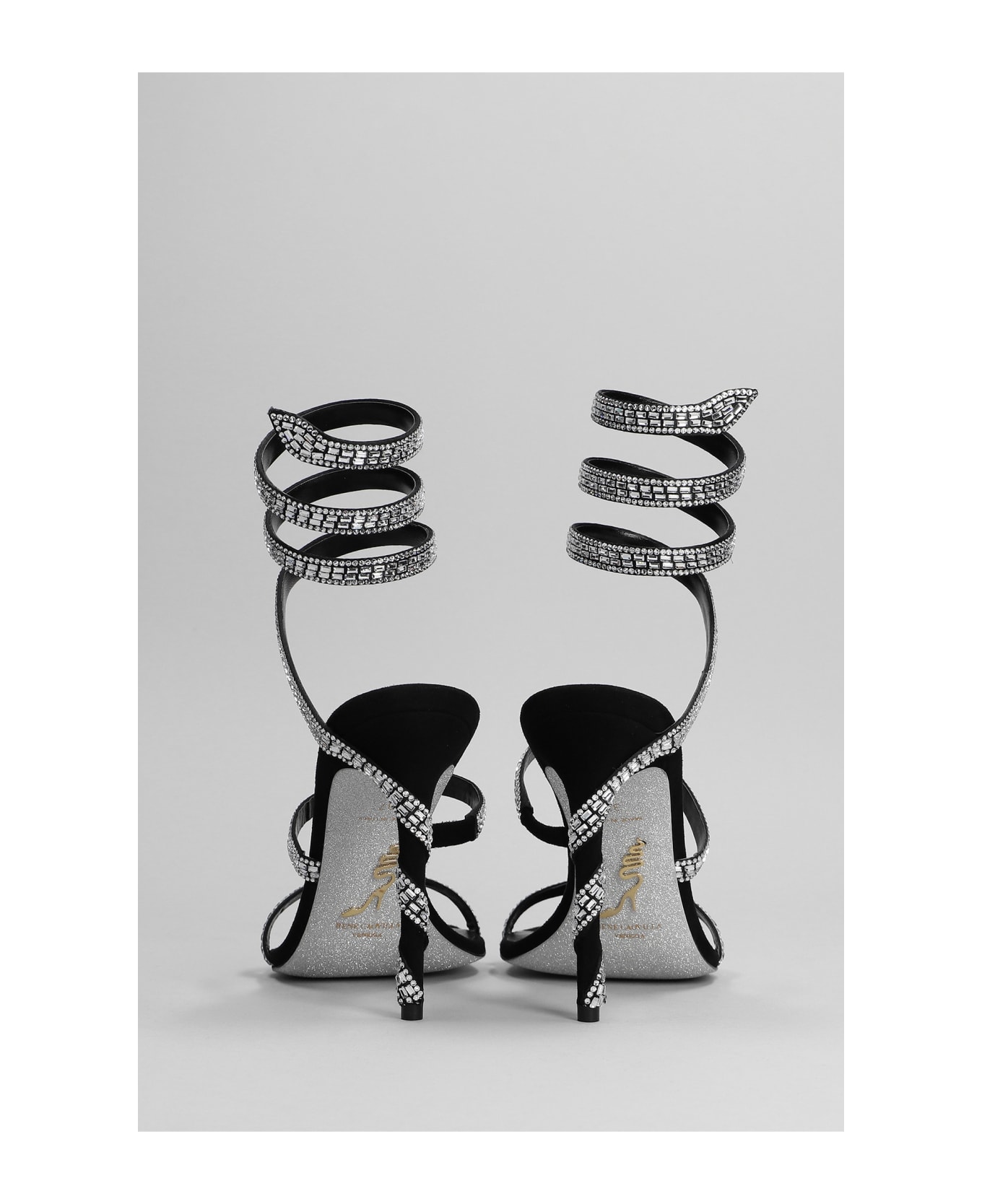René Caovilla Sandals In Black Leather - black サンダル