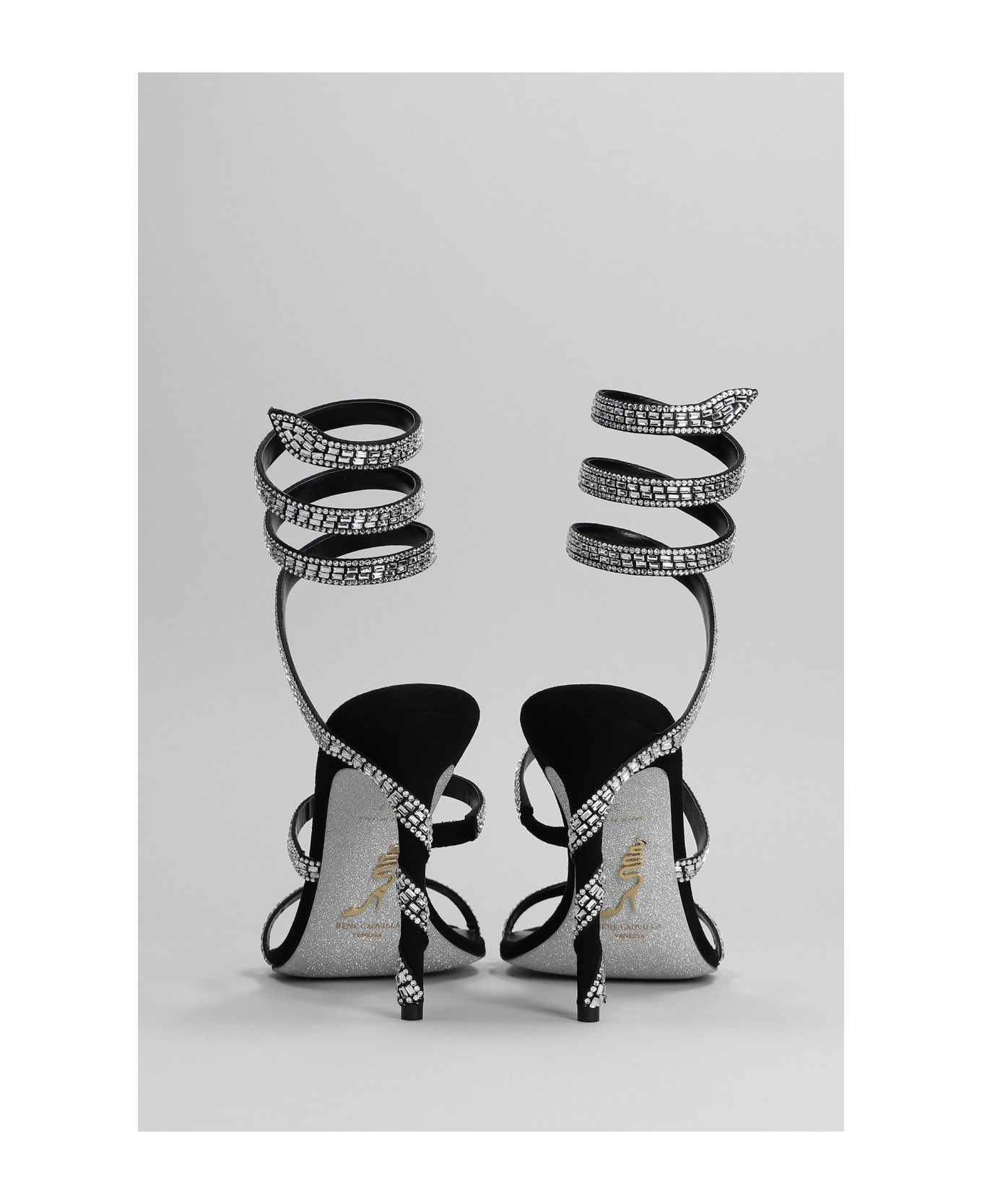 René Caovilla Sandals In Black Leather - black