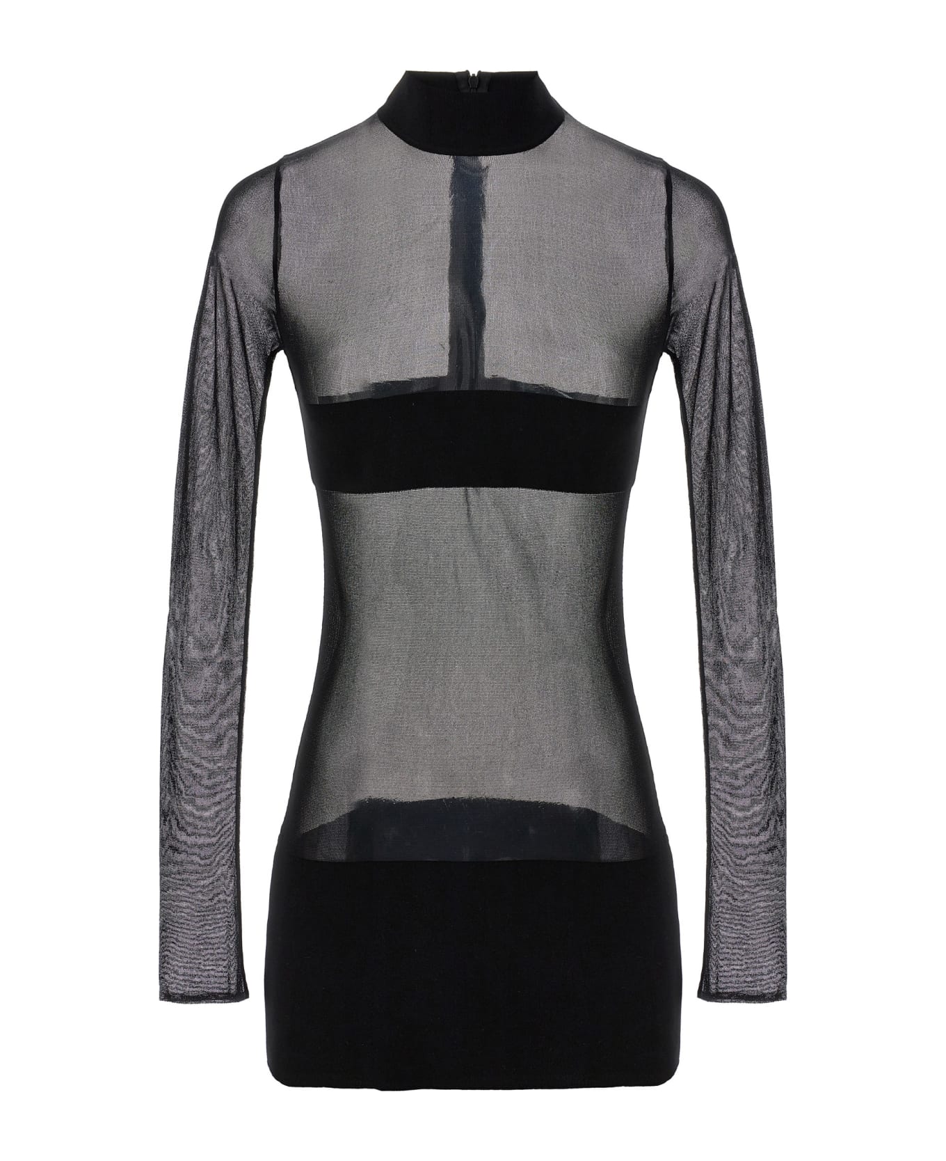 Monot Transparent Knit Mini Dress - Black  