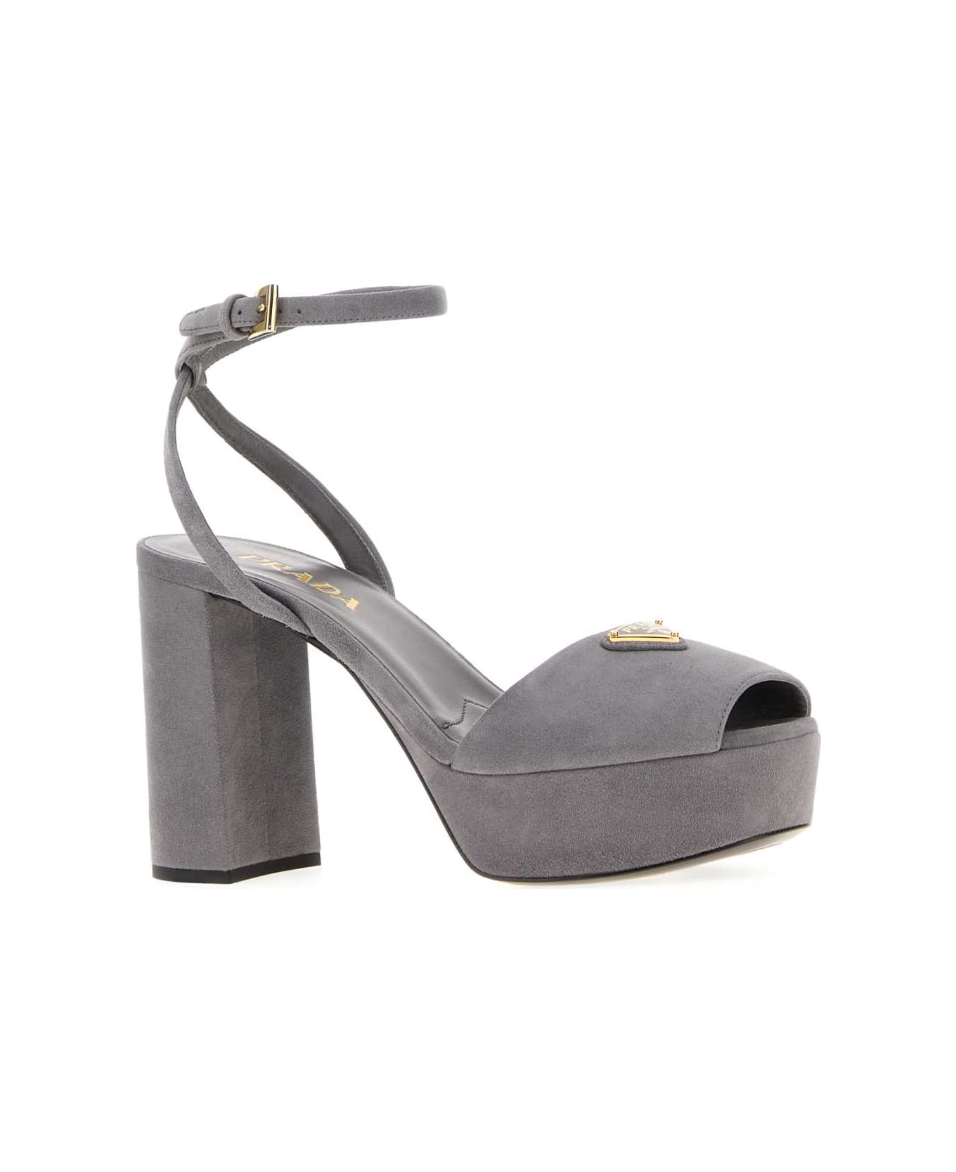Prada Grey Suede Sandals - GHIAIA