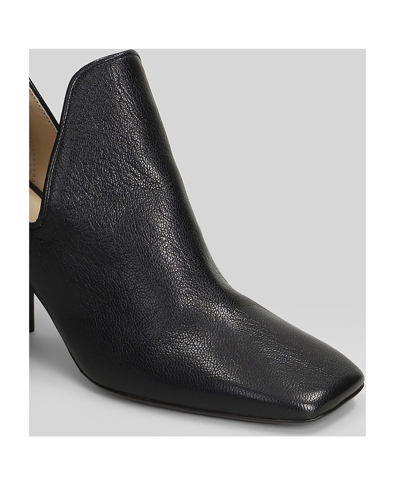 Lemaire High Heels Ankle Boots In Black Leather - black