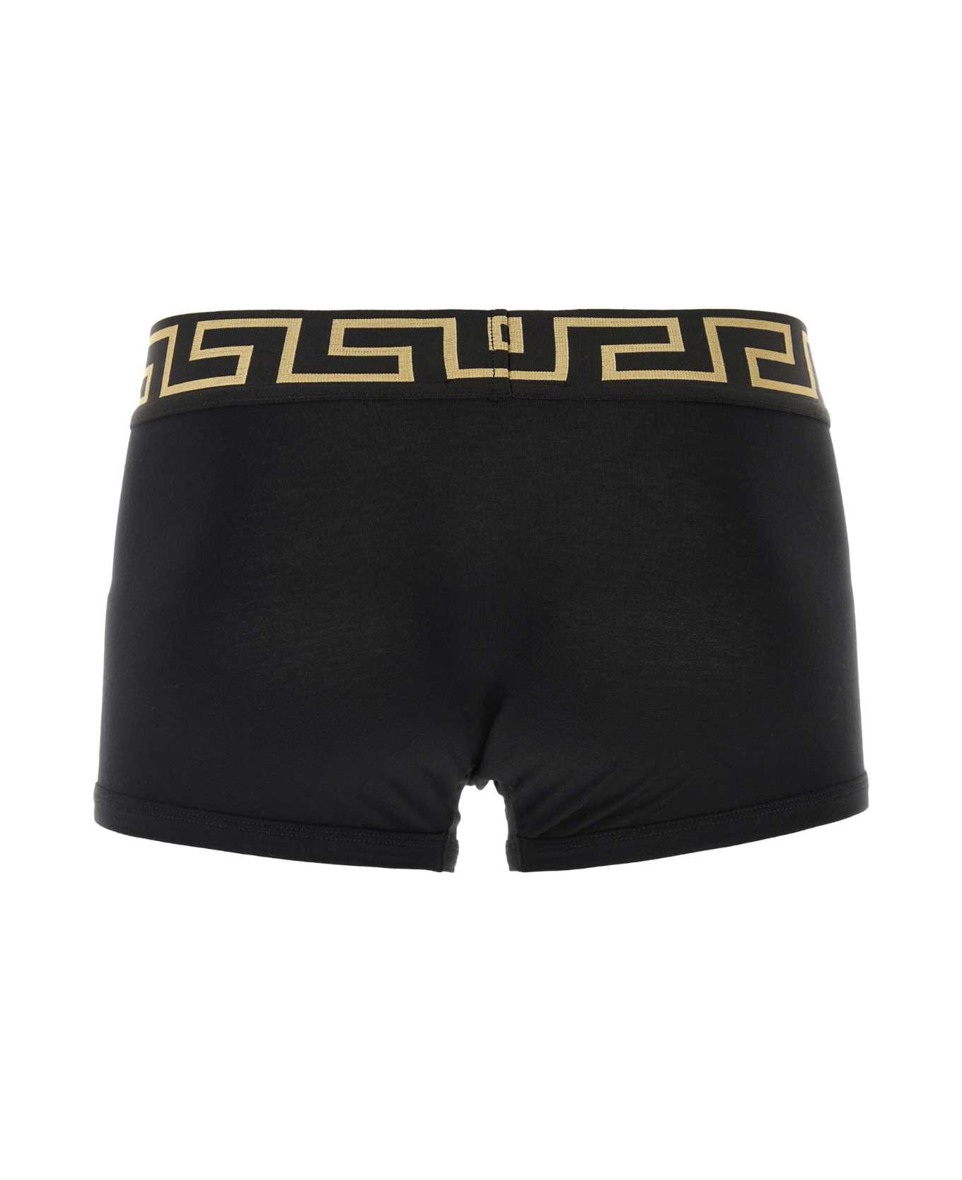 Versace Black Stretch Cotton Boxer - BLACK