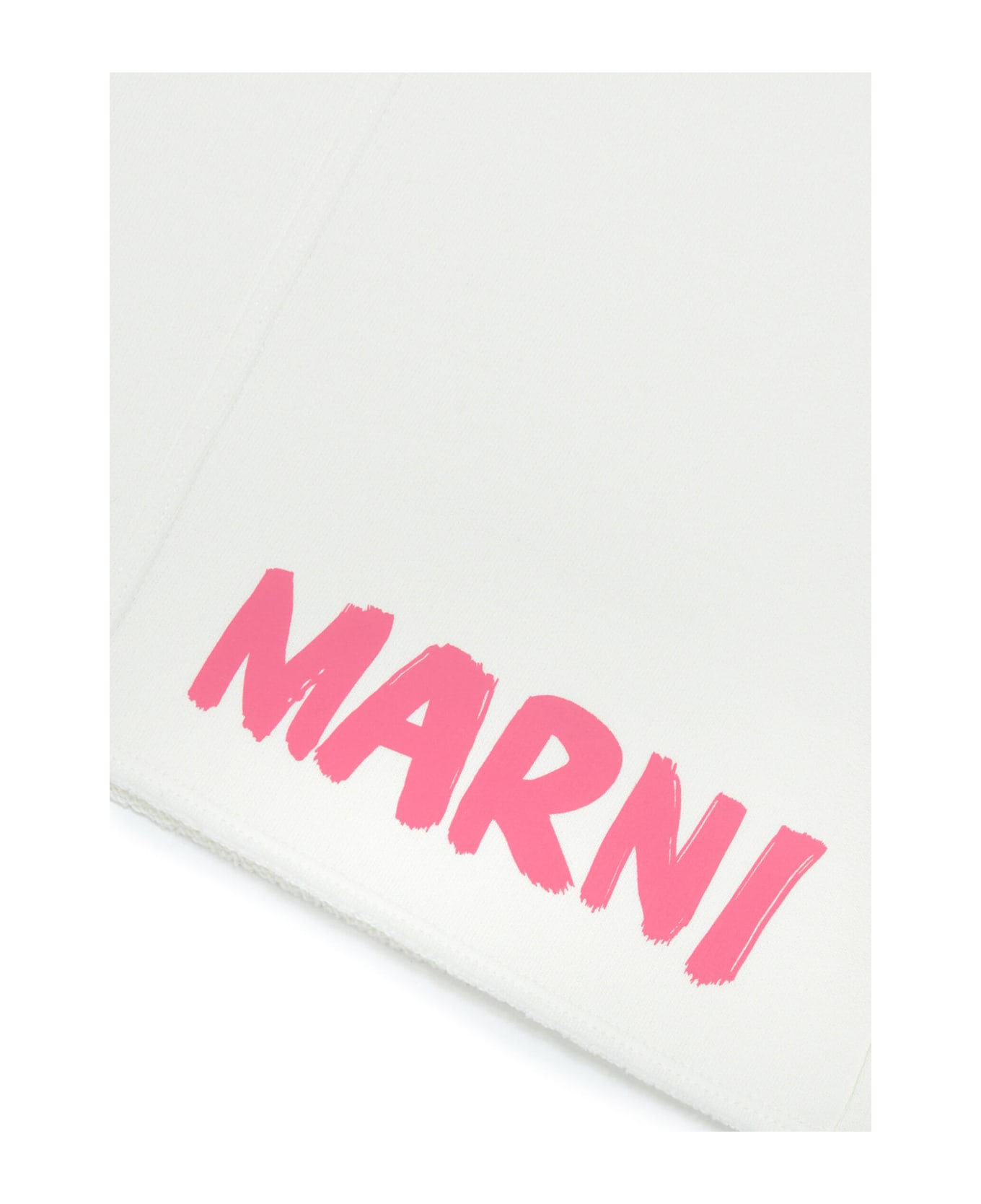 Marni Mp34u Shorts Marni White Fleece Shorts With Marni Brush Logo - Milk