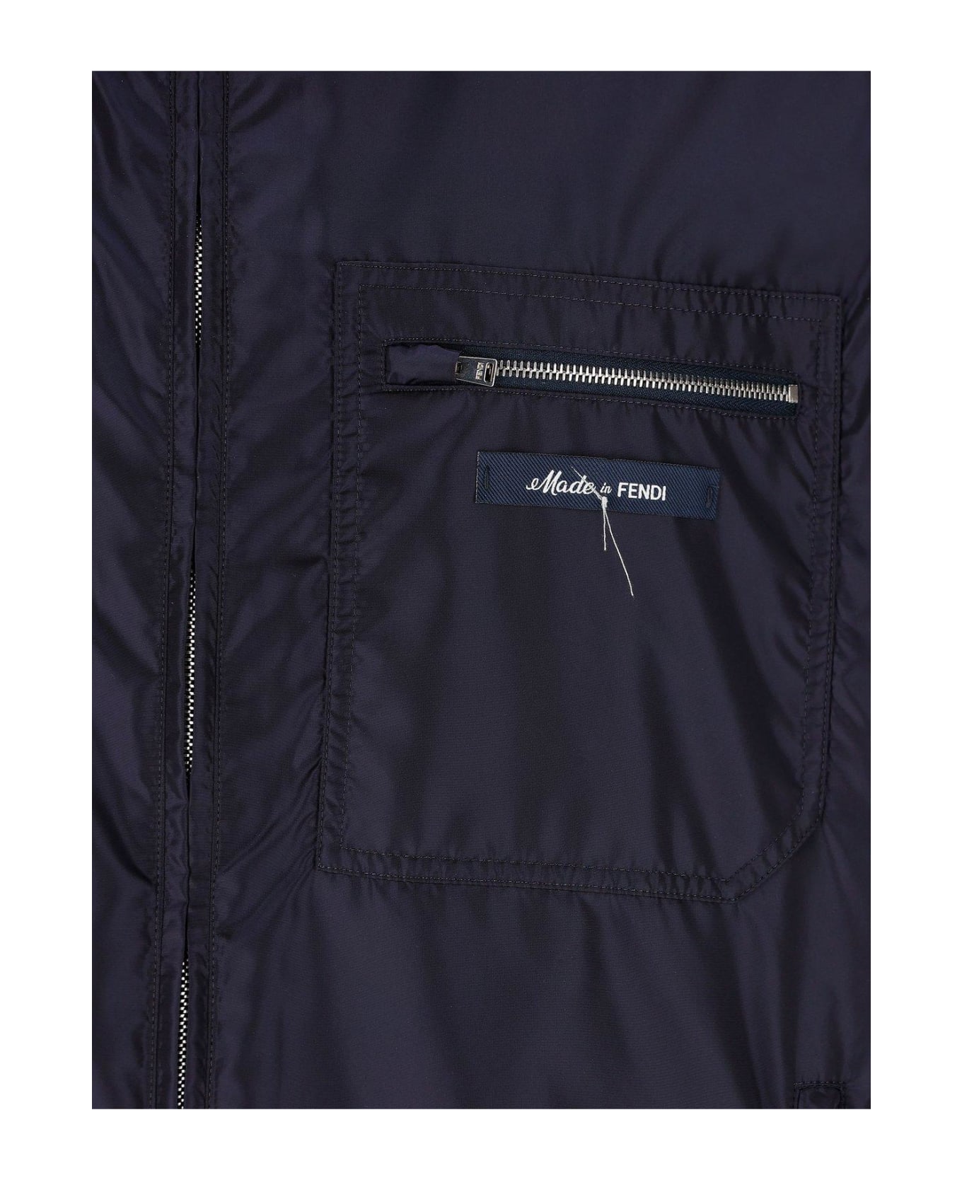 Fendi Logo Printed Zipped Hooded Bomber Jacket - Mirto