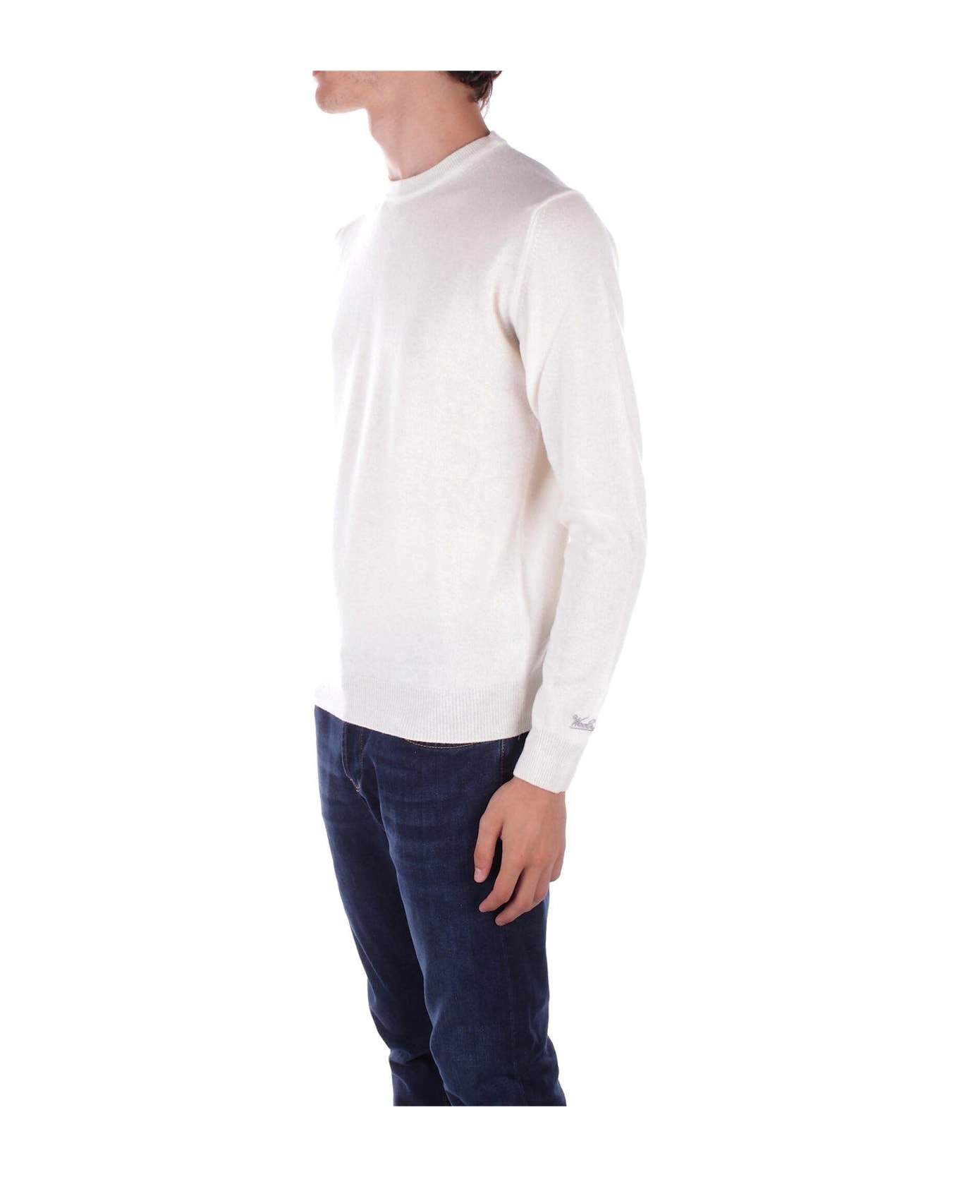 Woolrich Logo Embroidered Crewneck Jumper - Milky Cream