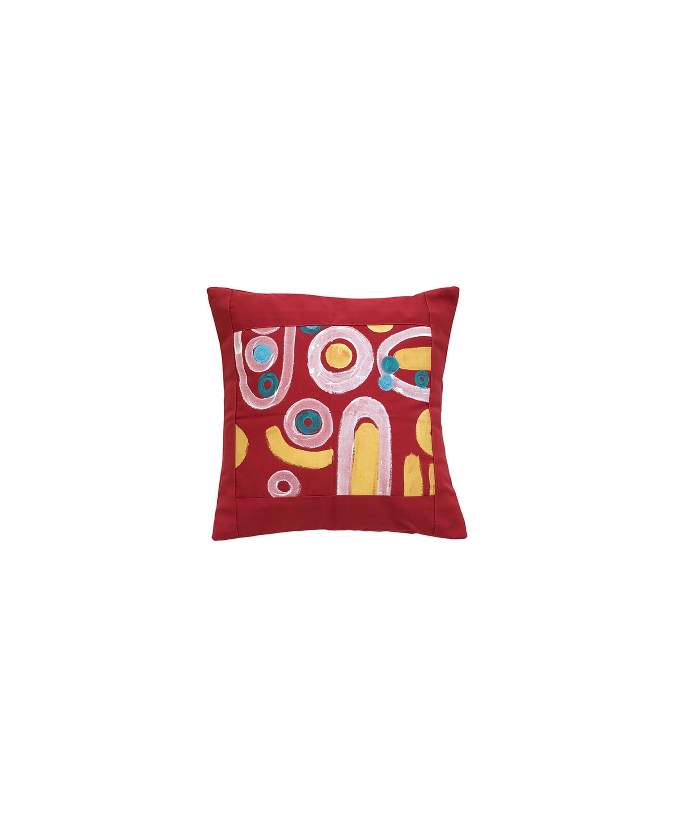 Le Botteghe su Gologone Cotton Hand Painted Indoor Cushion 60x60 cm - Red