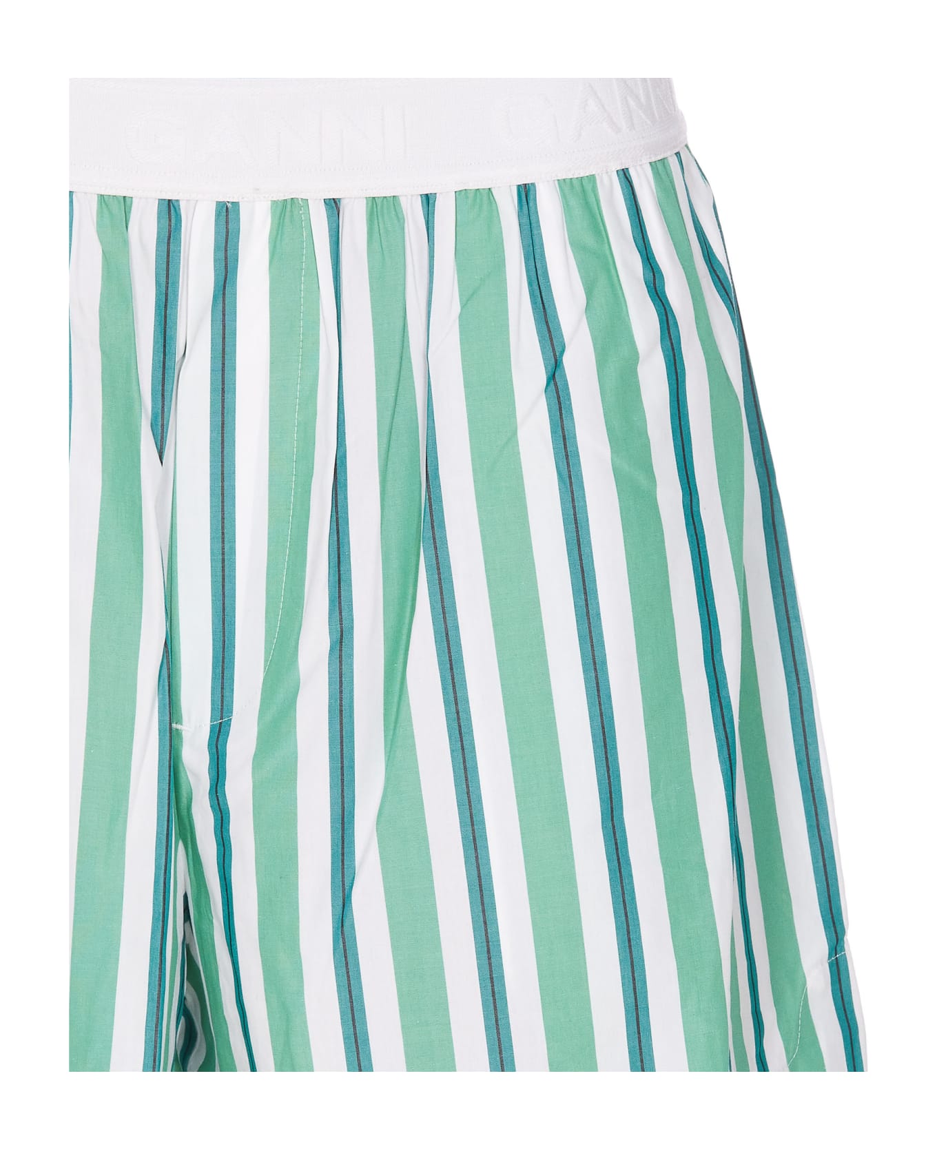 Ganni Striped Shorts - Green ショートパンツ