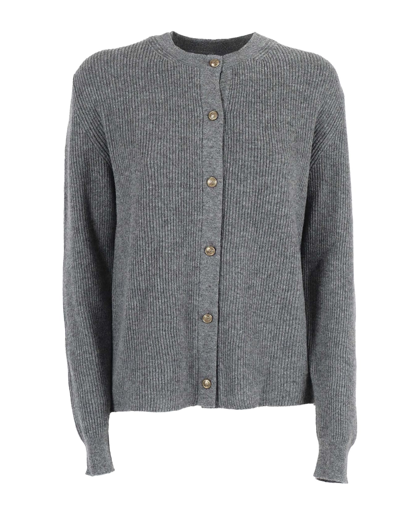 Ballantyne R Neck Cardigan - GREY