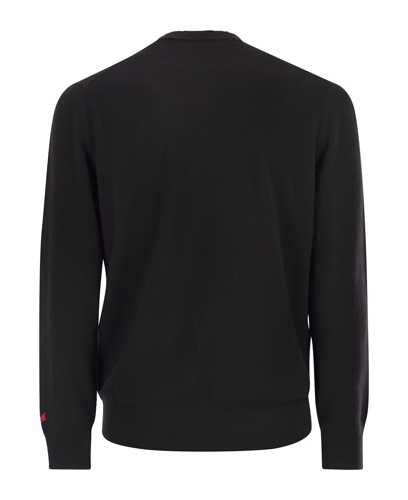 MC2 Saint Barth Heron - Crew Neck Jumper With Embroidery On The Chest - Black