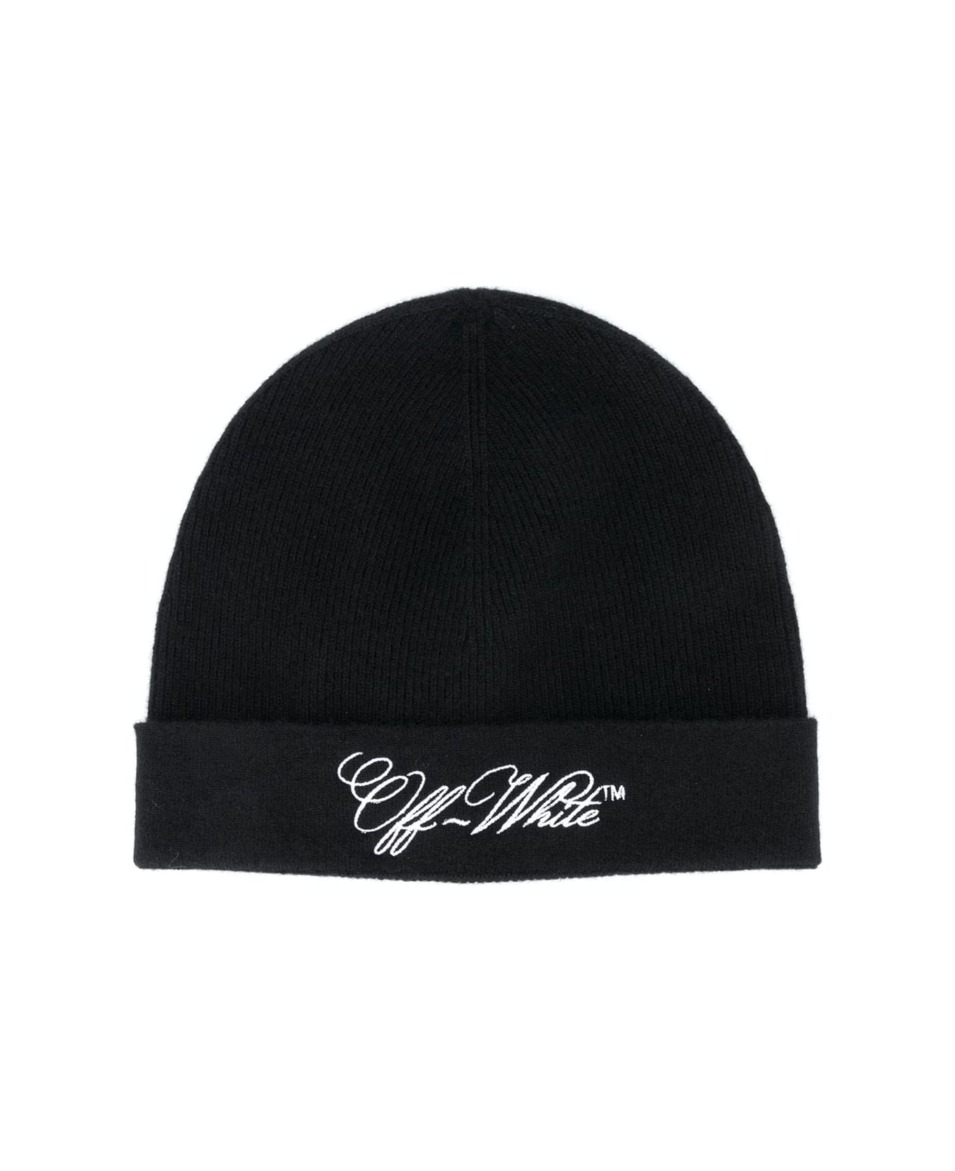 Off-White Embr Logo Wool Beanie Hat - Black White