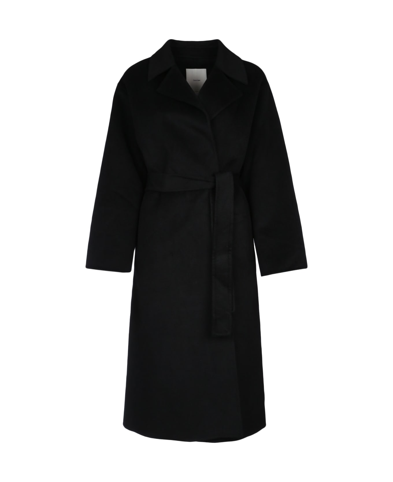 Calvin Klein Ls Df Wool Long Wrap Coat - BLACKARCHROMA