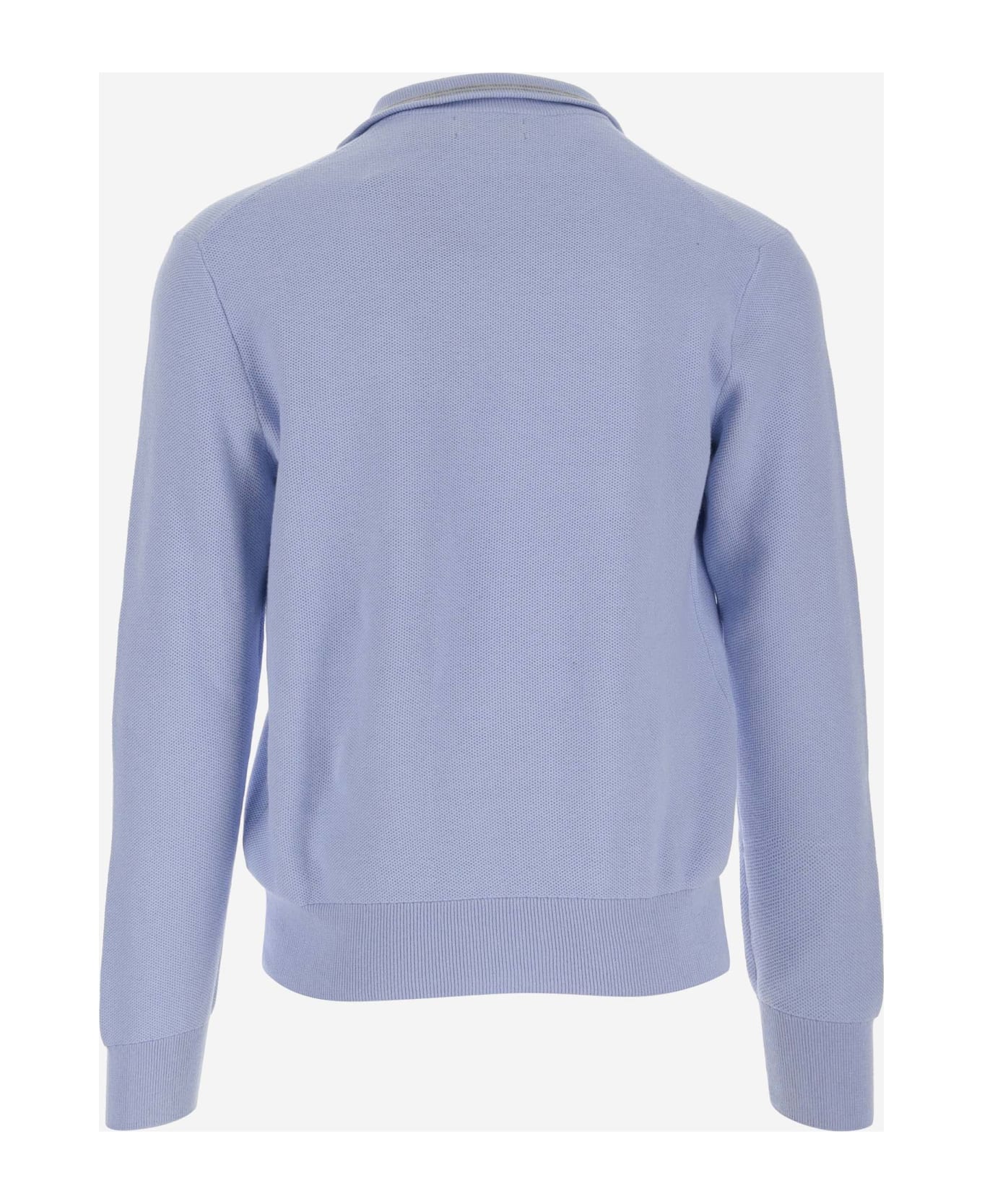 Polo Ralph Lauren Cotton Knit Pullover With Logo - Clear Blue