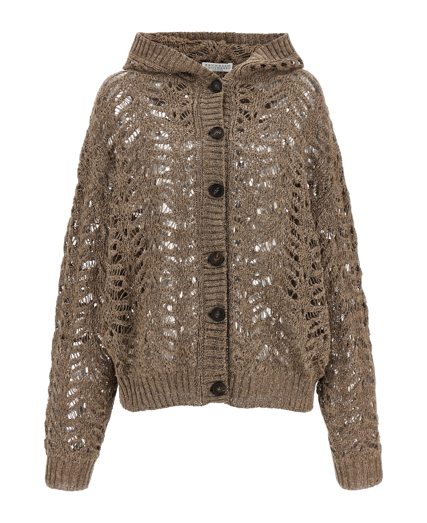 Brunello Cucinelli 'foliage Lace' Cardigan - Brown